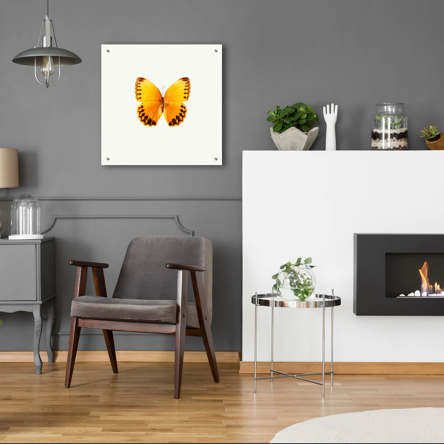 Epic Art 'Yellow Butterfly 2' by Photoinc Studio, Acrylic Glass Wall Art,24x24