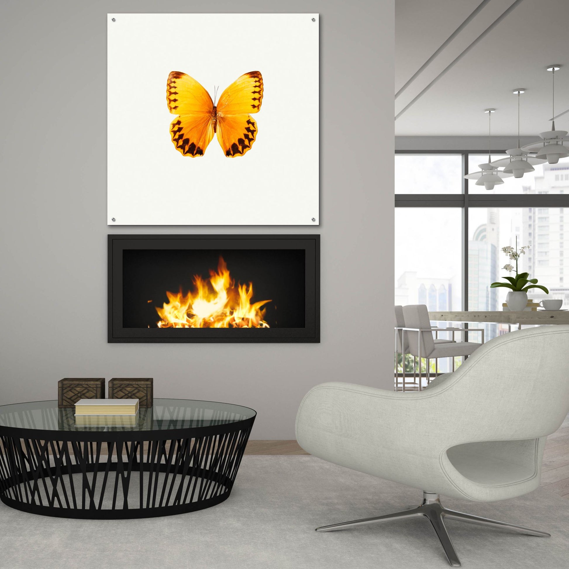 Epic Art 'Yellow Butterfly 2' by Photoinc Studio, Acrylic Glass Wall Art,36x36