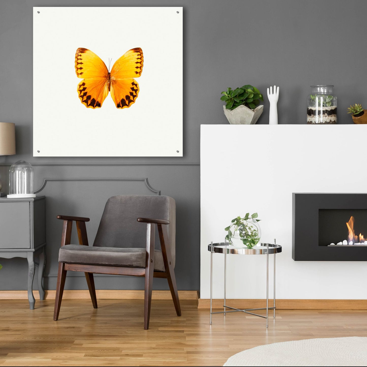 Epic Art 'Yellow Butterfly 2' by Photoinc Studio, Acrylic Glass Wall Art,36x36