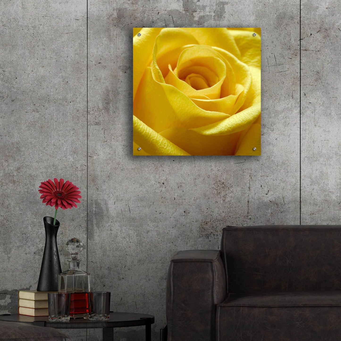 Epic Art 'Yellow Rose' by Photoinc Studio, Acrylic Glass Wall Art,24x24