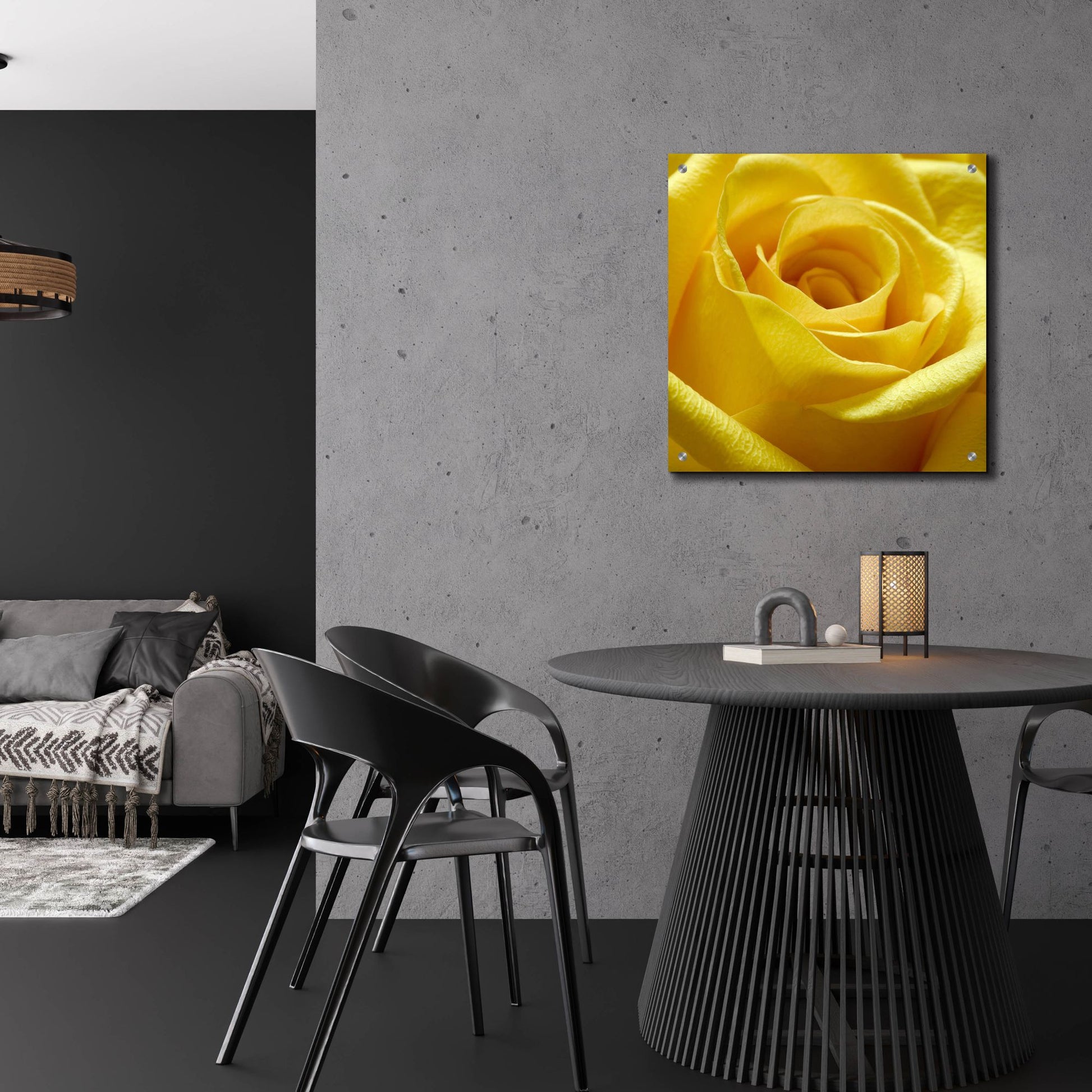 Epic Art 'Yellow Rose' by Photoinc Studio, Acrylic Glass Wall Art,24x24