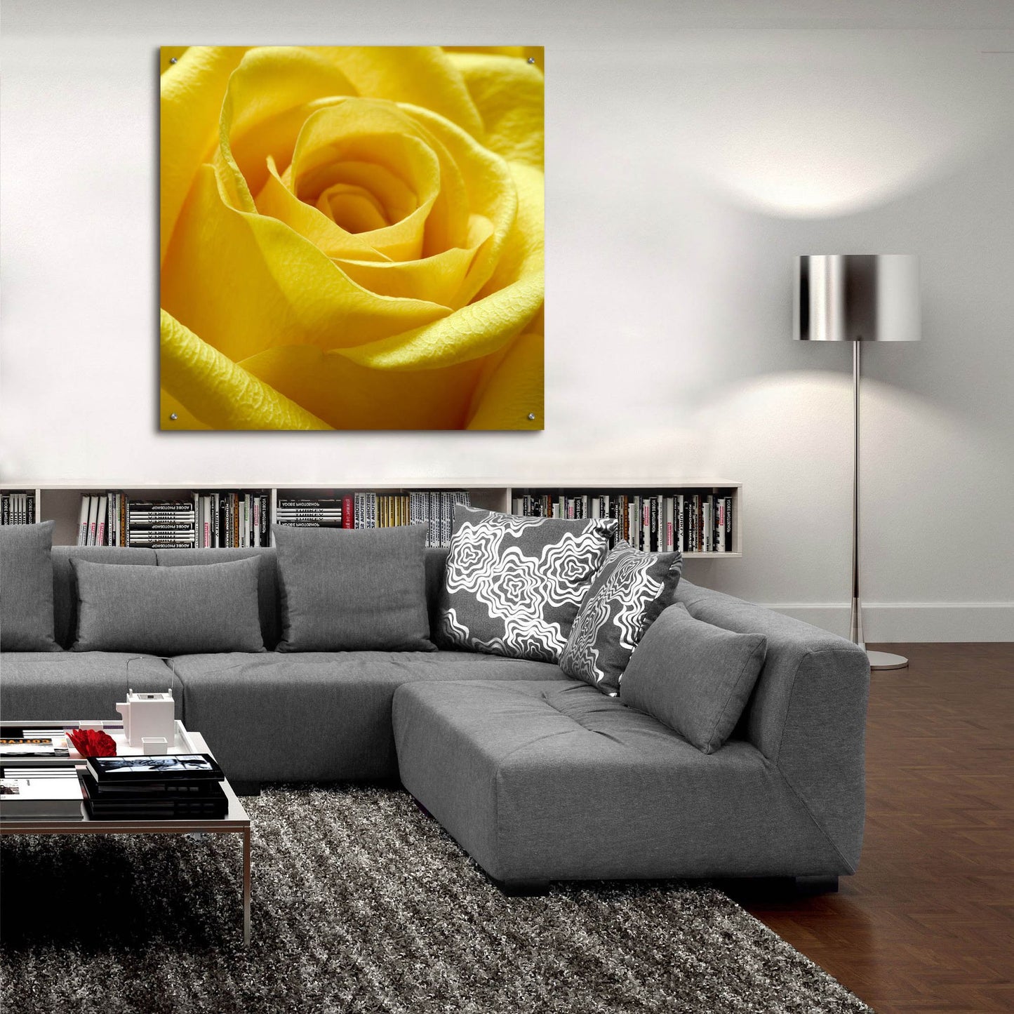 Epic Art 'Yellow Rose' by Photoinc Studio, Acrylic Glass Wall Art,36x36