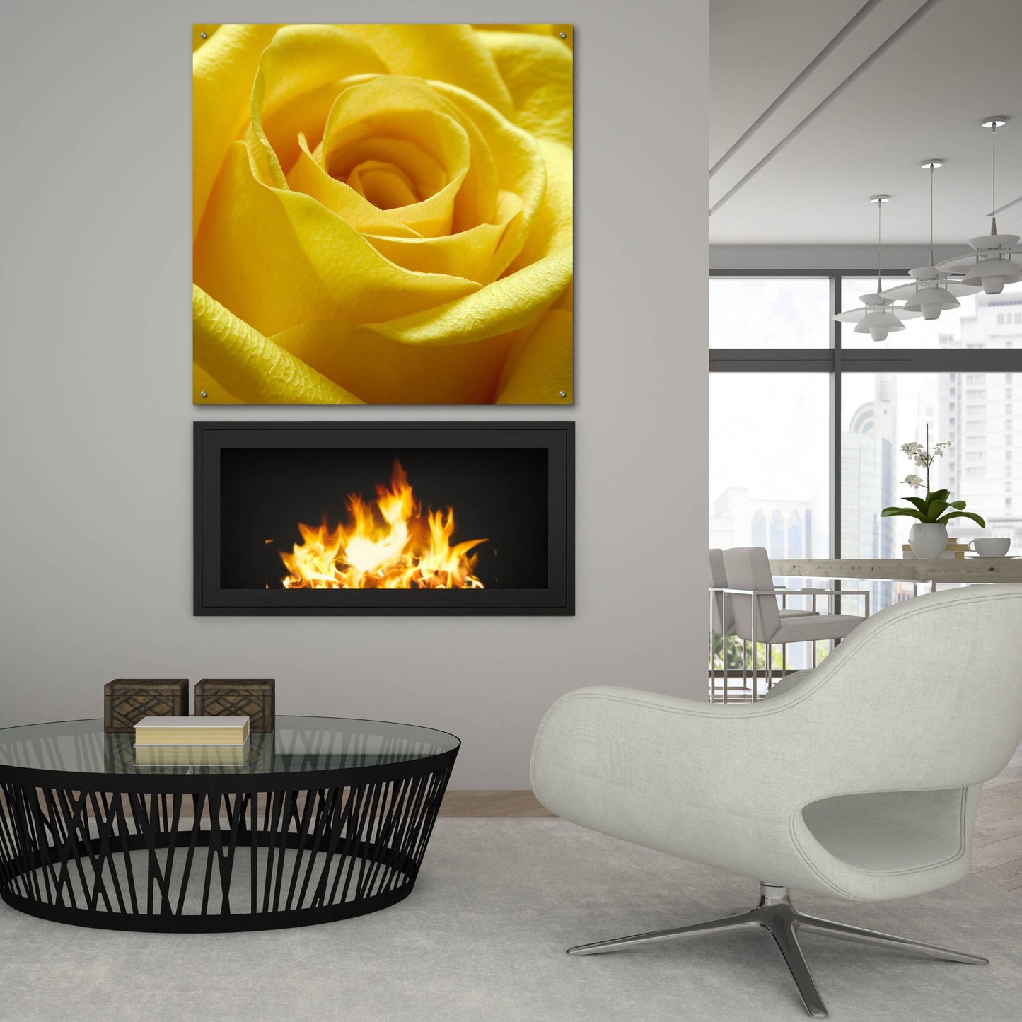 Epic Art 'Yellow Rose' by Photoinc Studio, Acrylic Glass Wall Art,36x36