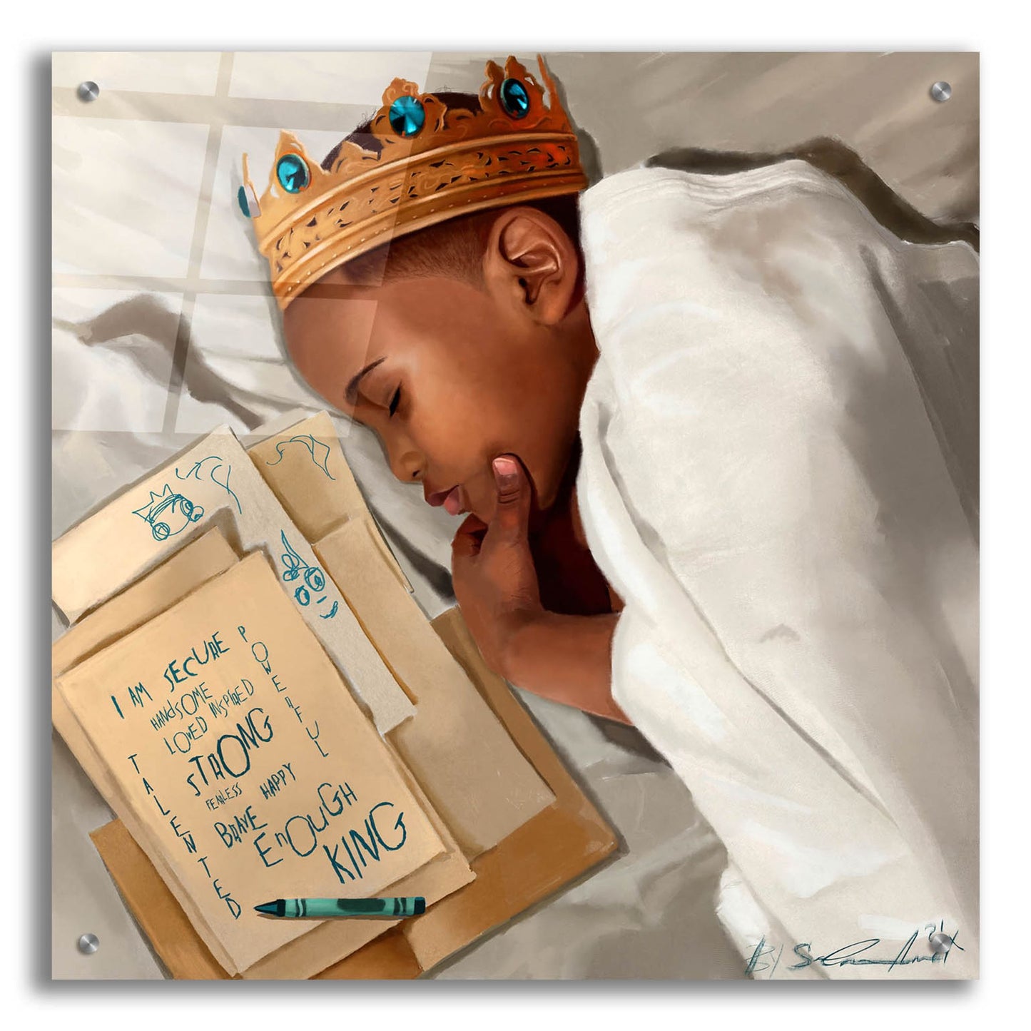 Epic Art 'Even When Im Sleeping Boy' by Salaam Muhammad, Acrylic Glass Wall Art