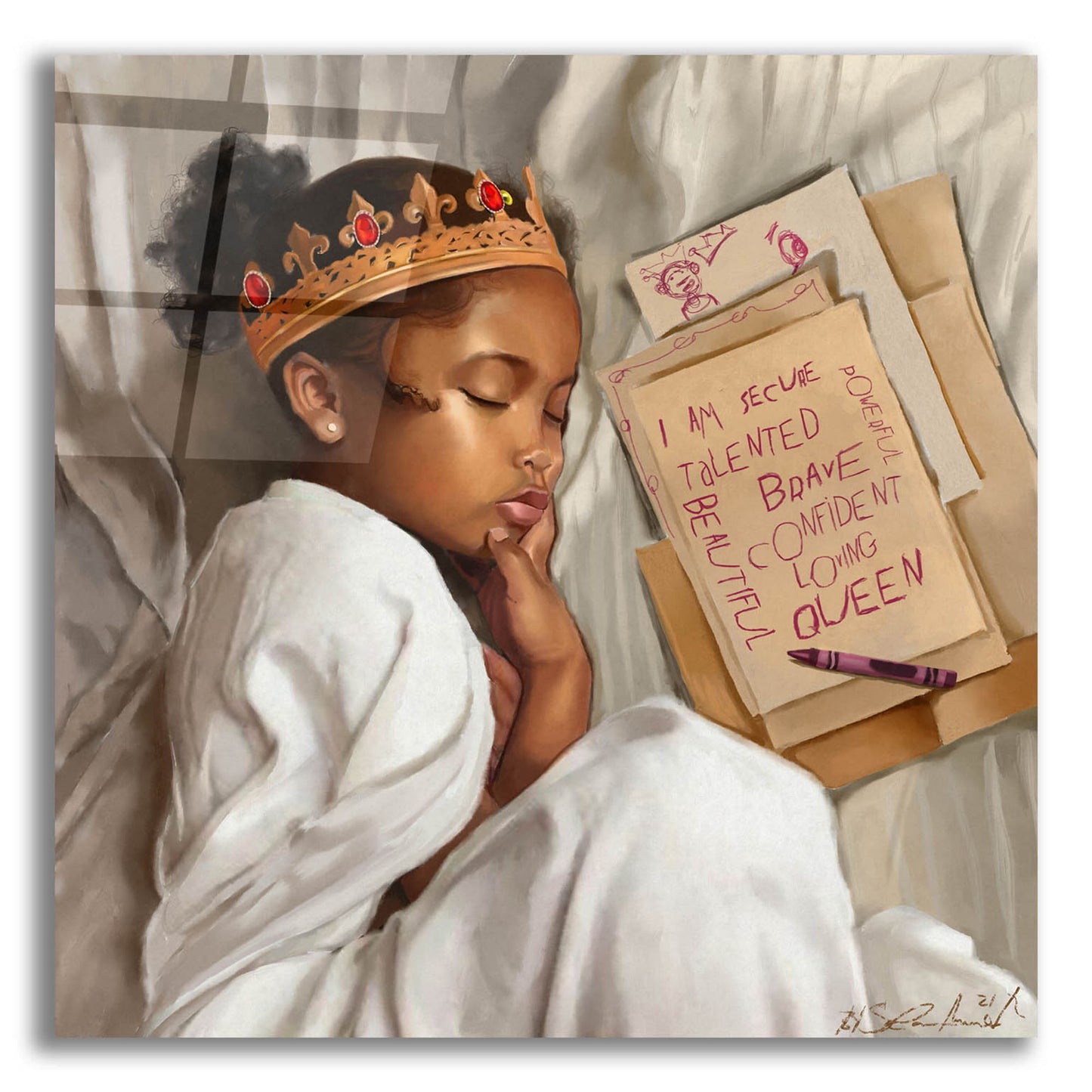 Epic Art 'Even When Im Sleeping Girl' by Salaam Muhammad, Acrylic Glass Wall Art