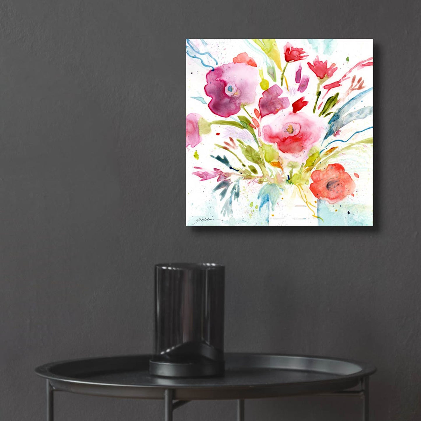 Epic Art 'Bouquet With Magenta' by Sheila Golden, Acrylic Glass Wall Art,12x12