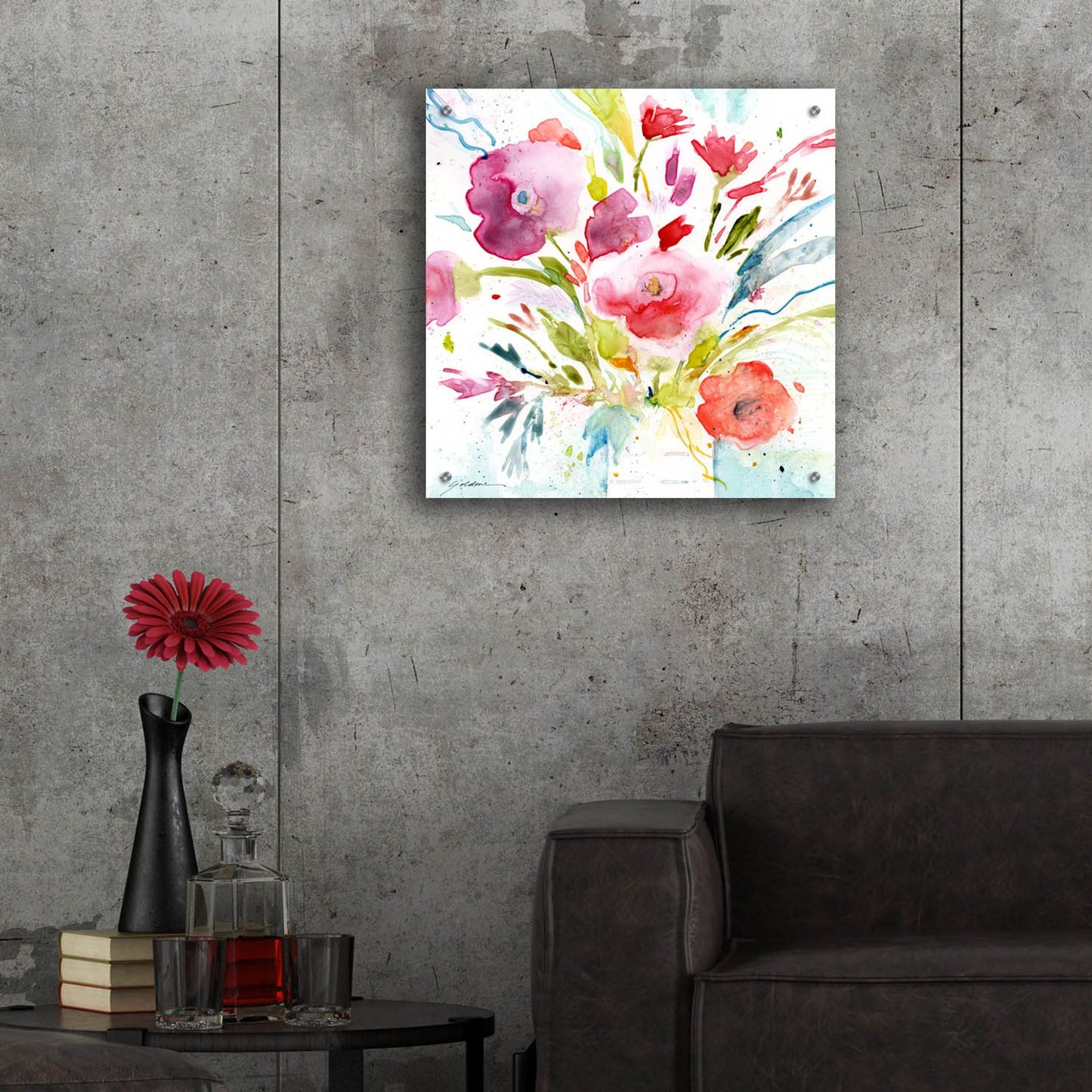 Epic Art 'Bouquet With Magenta' by Sheila Golden, Acrylic Glass Wall Art,24x24