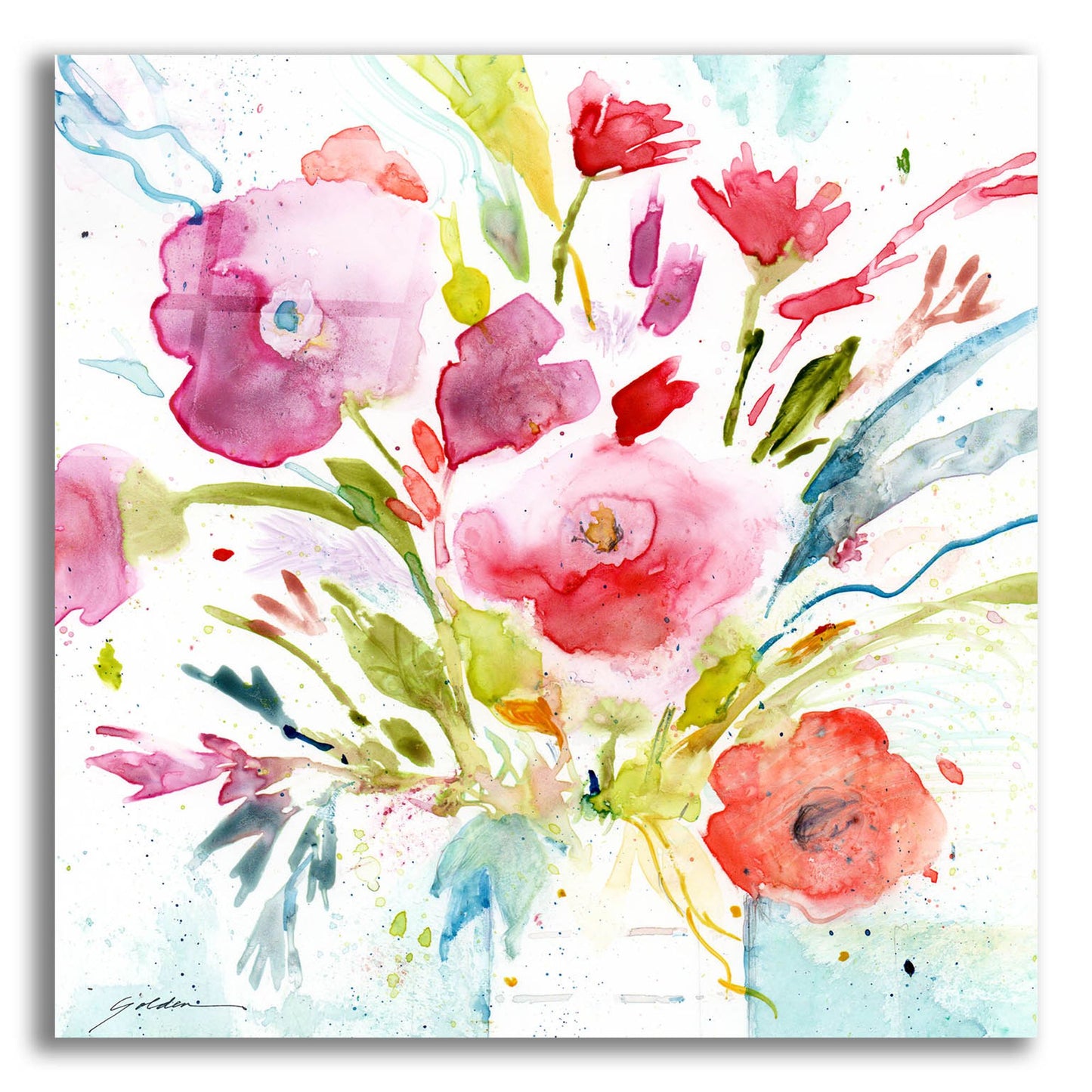 Epic Art 'Bouquet With Magenta' by Sheila Golden, Acrylic Glass Wall Art