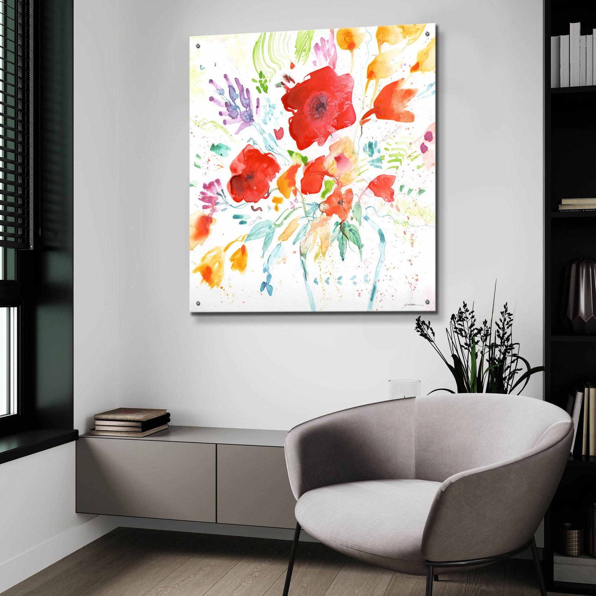 Epic Art 'Bright Bouquet' by Sheila Golden, Acrylic Glass Wall Art,36x36