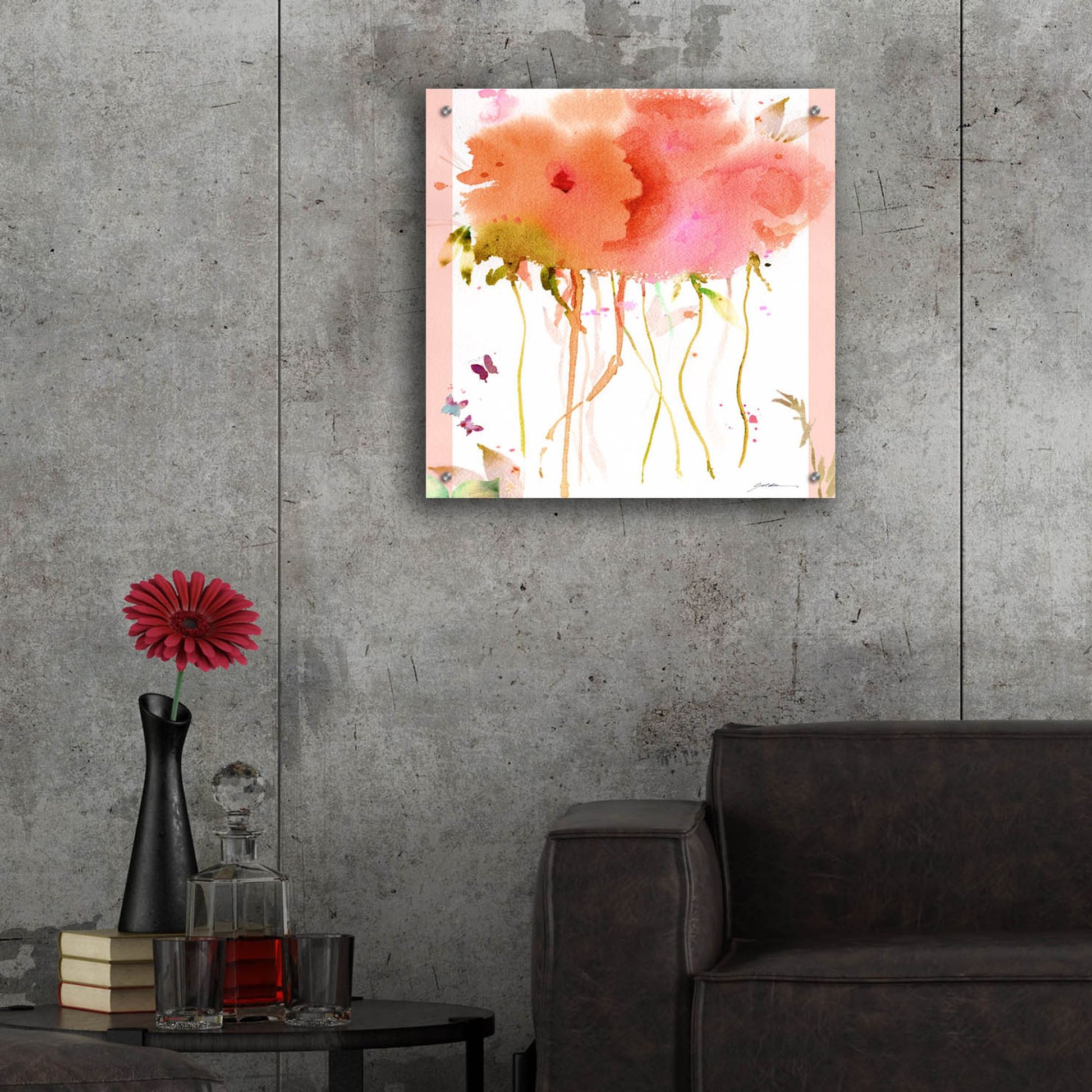 Epic Art 'Butterfly Blossoming' by Sheila Golden, Acrylic Glass Wall Art,24x24