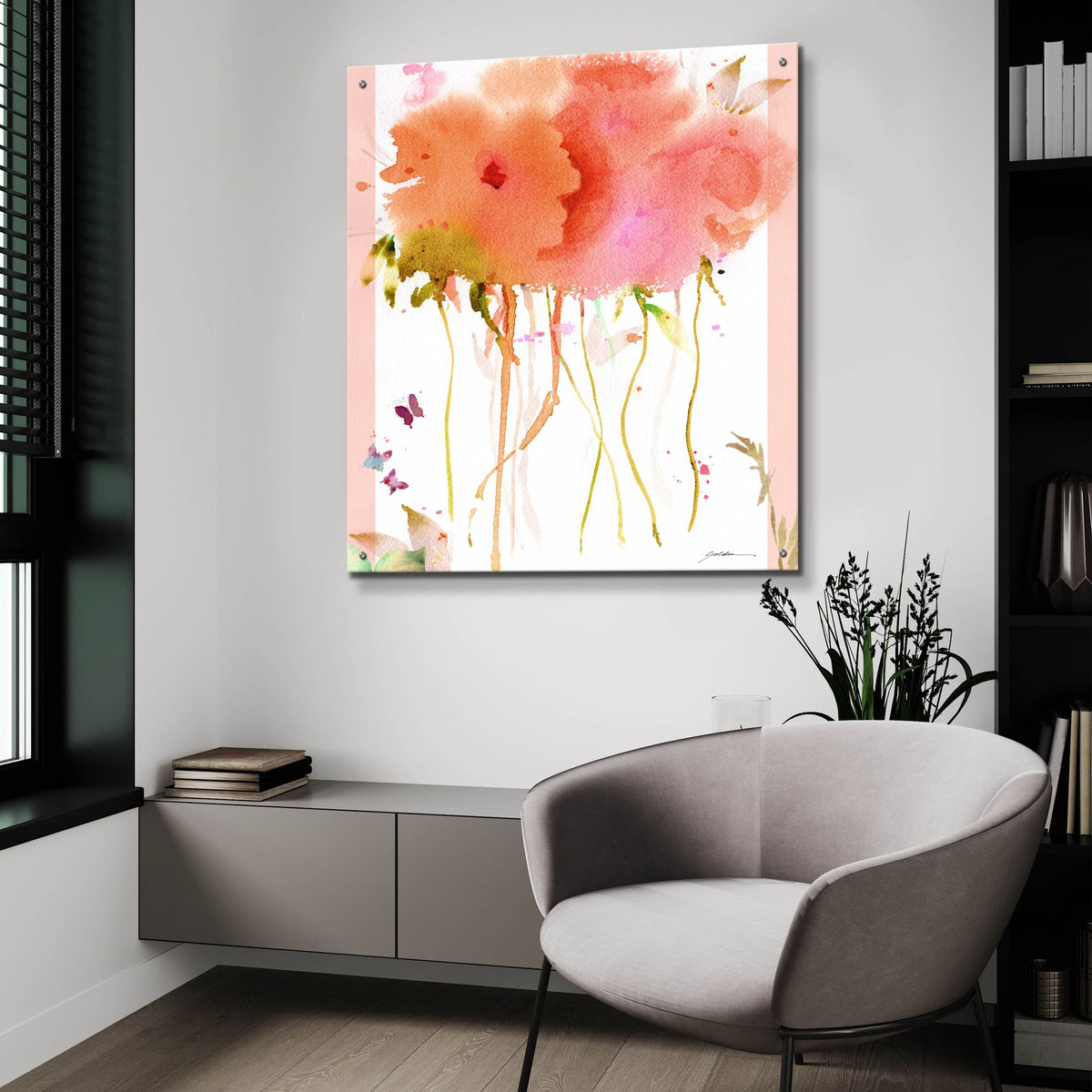 Epic Art 'Butterfly Blossoming' by Sheila Golden, Acrylic Glass Wall Art,36x36