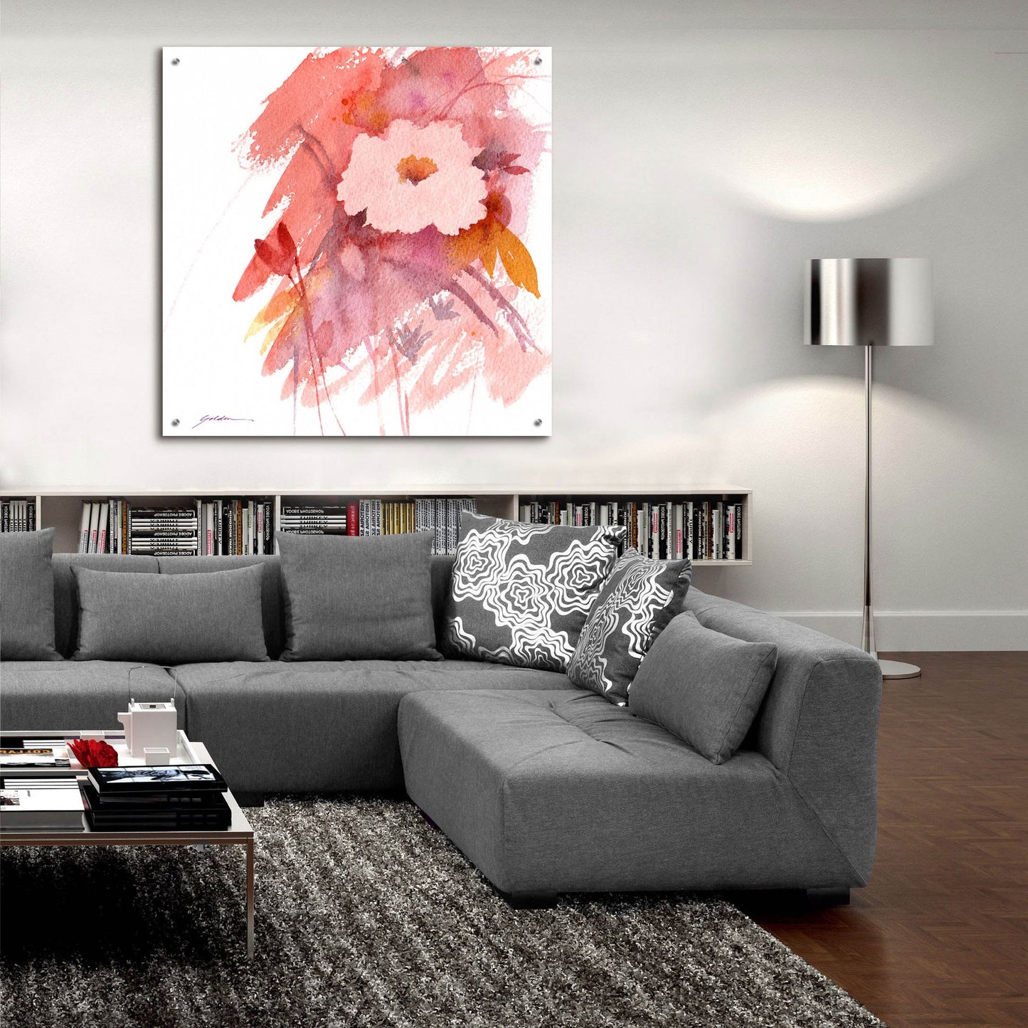 Epic Art 'Coral Rose' by Sheila Golden, Acrylic Glass Wall Art,36x36