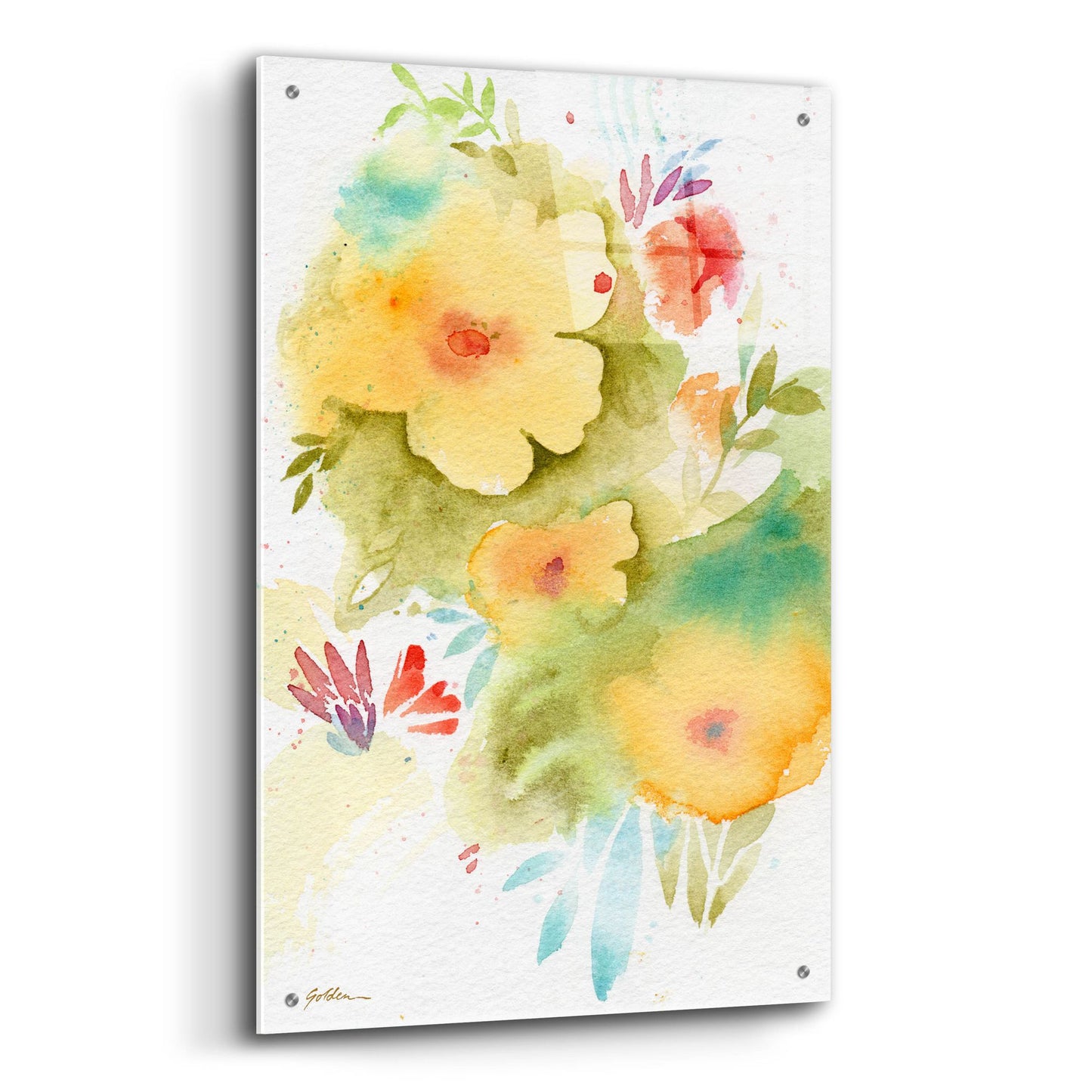 Epic Art 'Fiesta Flowers' by Sheila Golden, Acrylic Glass Wall Art,24x36