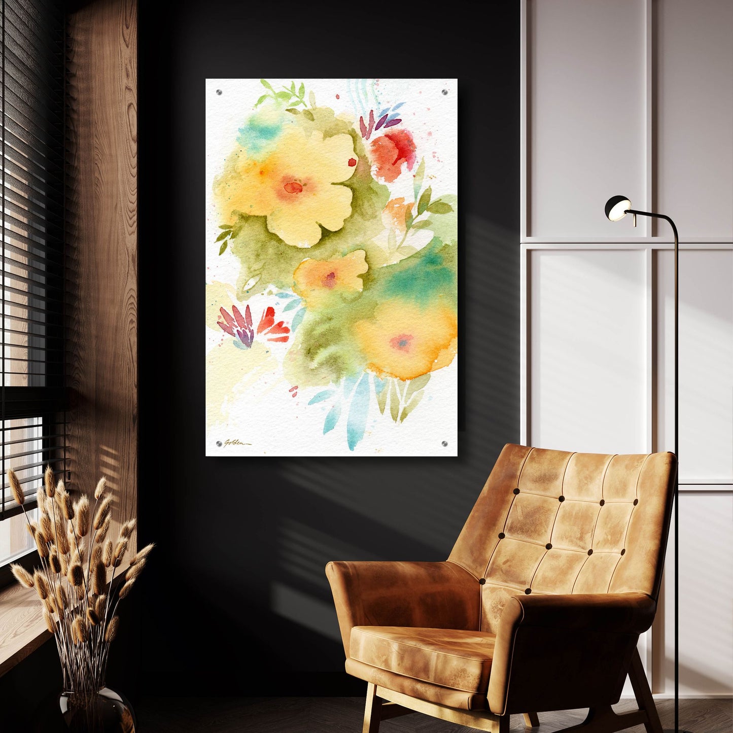 Epic Art 'Fiesta Flowers' by Sheila Golden, Acrylic Glass Wall Art,24x36