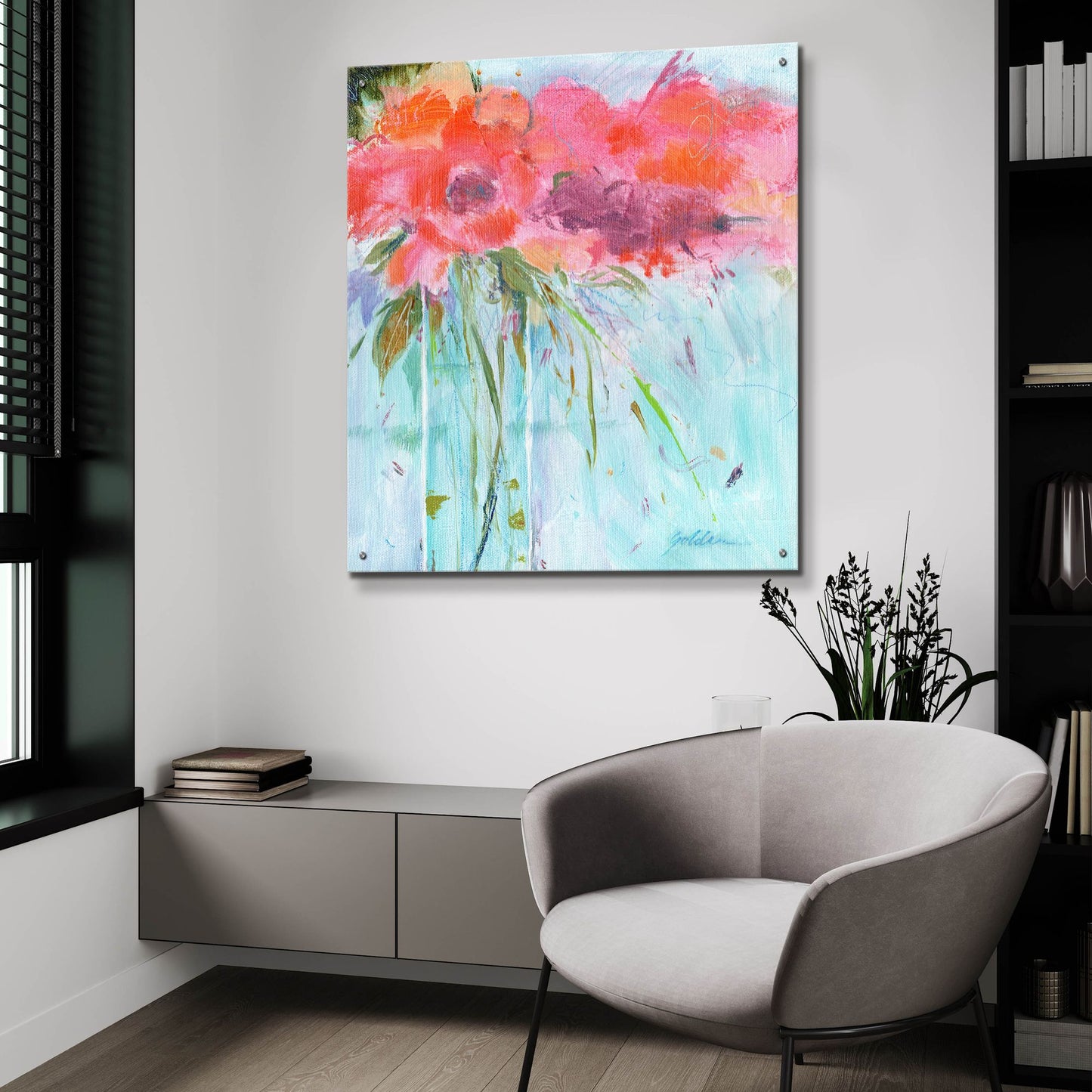 Epic Art 'Heart Bouquet Composition' by Sheila Golden, Acrylic Glass Wall Art,36x36