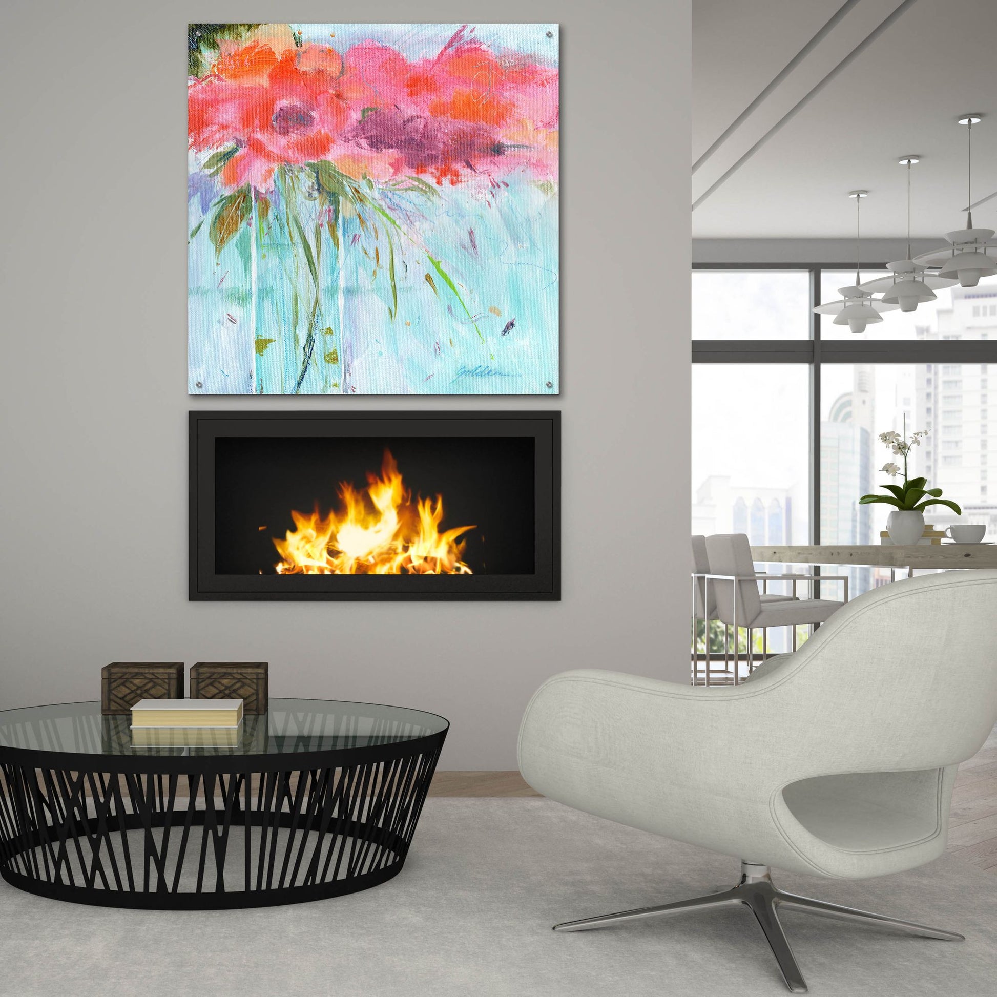 Epic Art 'Heart Bouquet Composition' by Sheila Golden, Acrylic Glass Wall Art,36x36