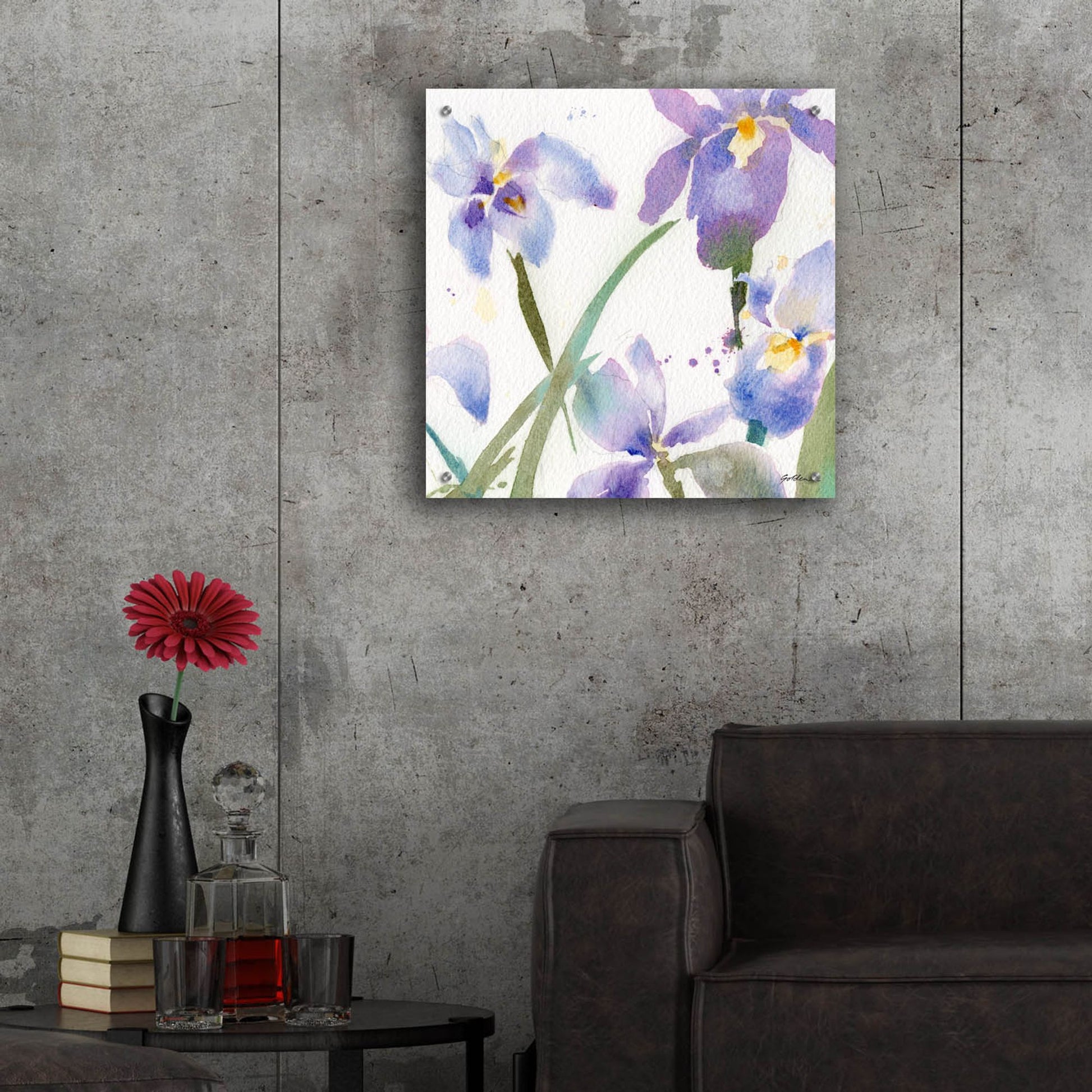 Epic Art 'Irises' by Sheila Golden, Acrylic Glass Wall Art,24x24