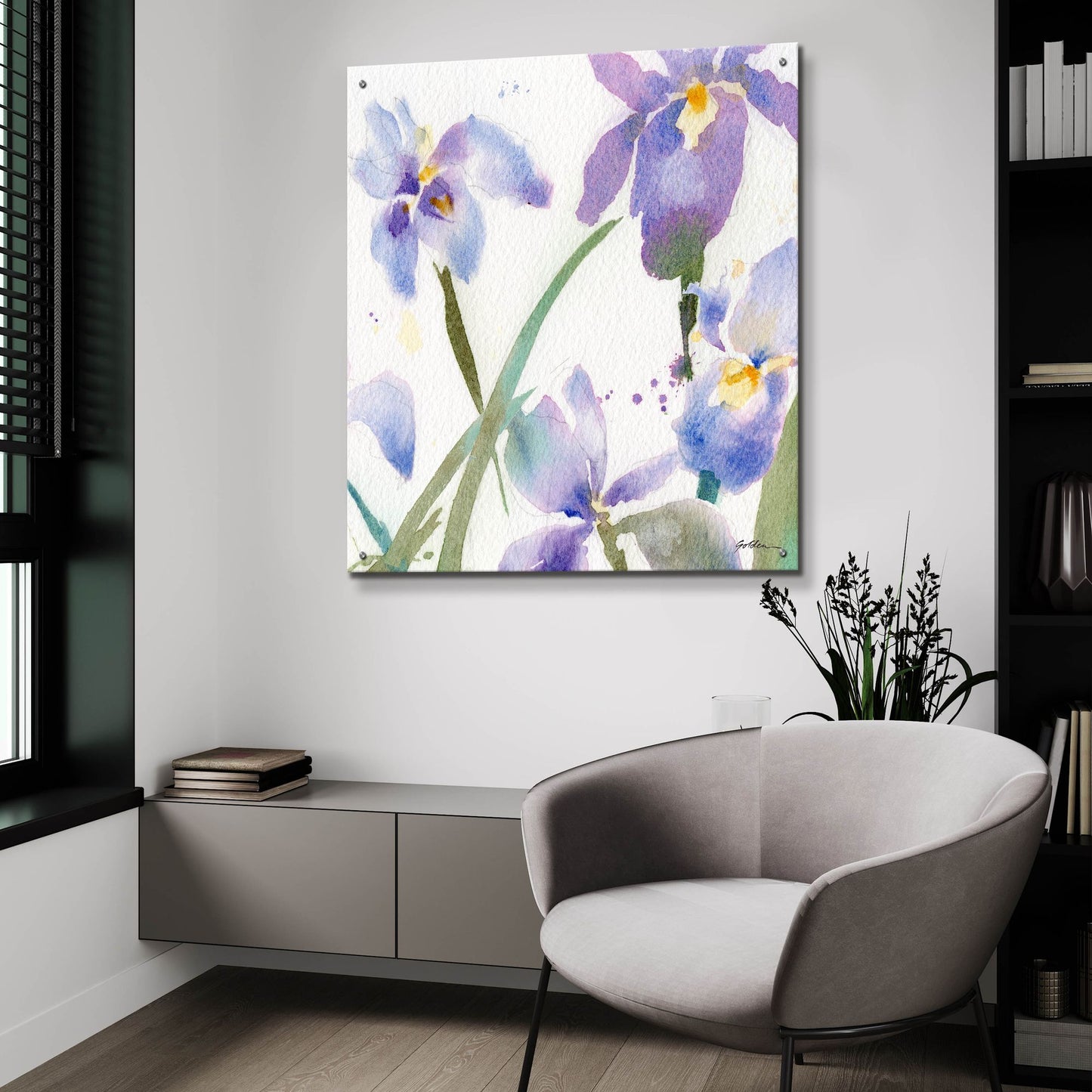 Epic Art 'Irises' by Sheila Golden, Acrylic Glass Wall Art,36x36