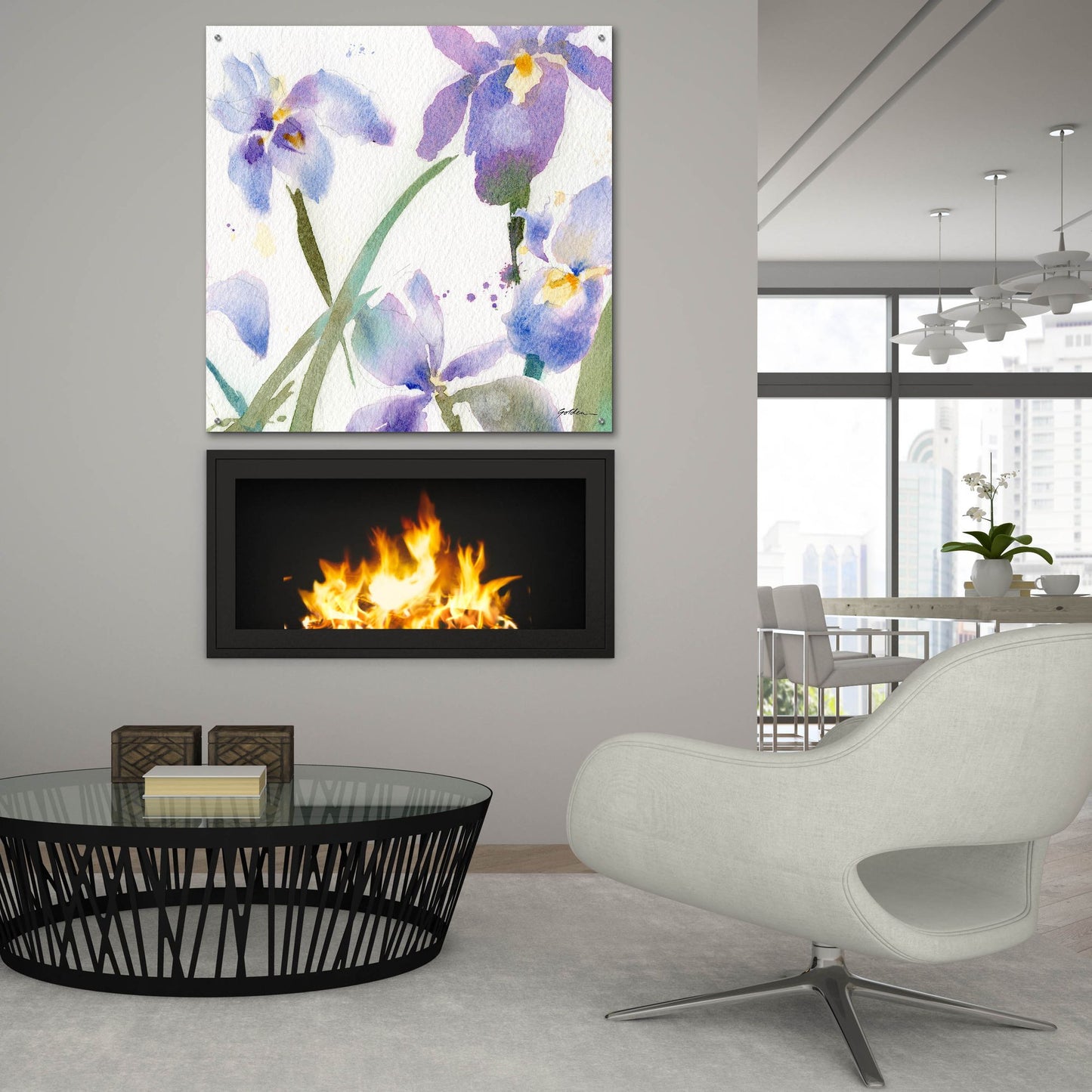 Epic Art 'Irises' by Sheila Golden, Acrylic Glass Wall Art,36x36