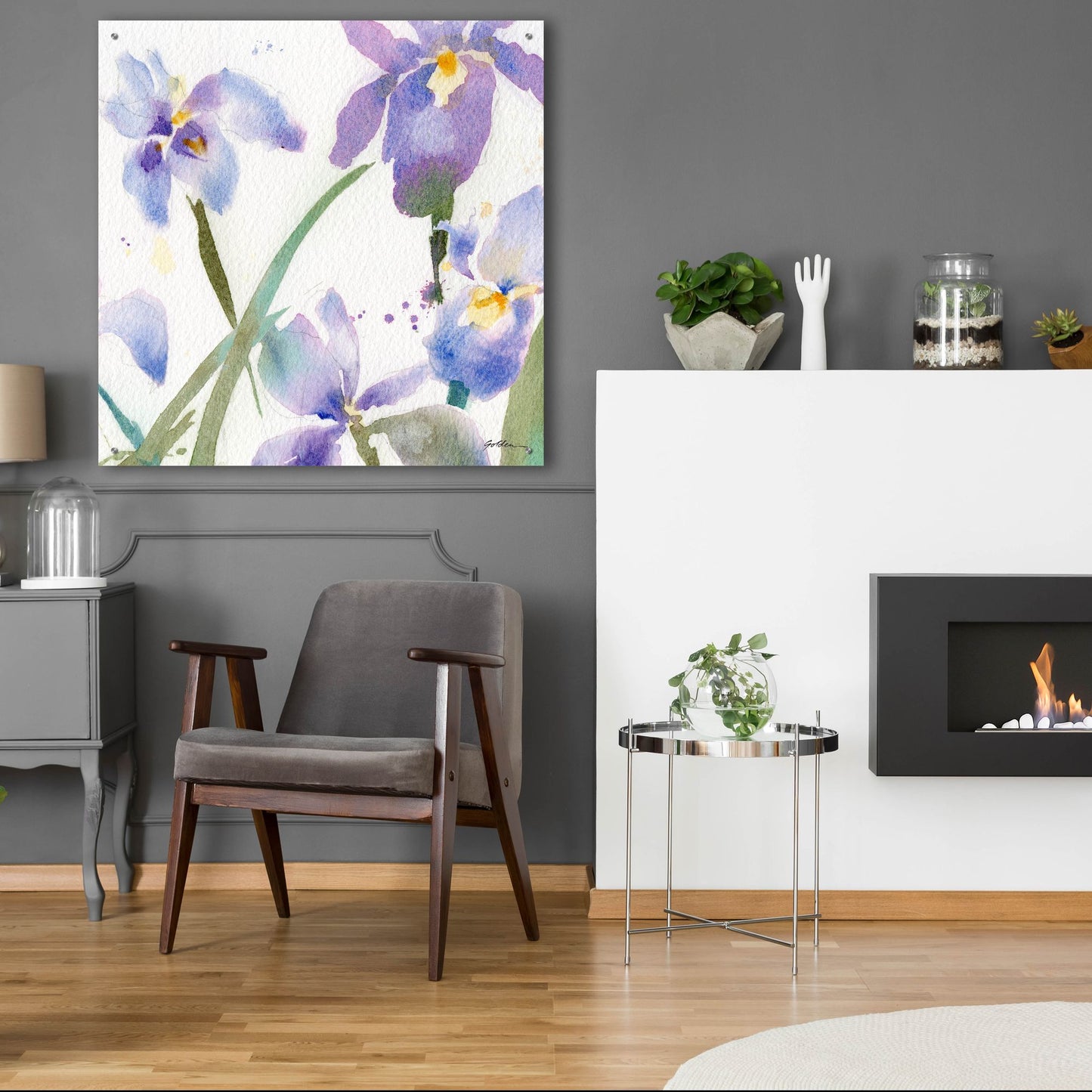 Epic Art 'Irises' by Sheila Golden, Acrylic Glass Wall Art,36x36