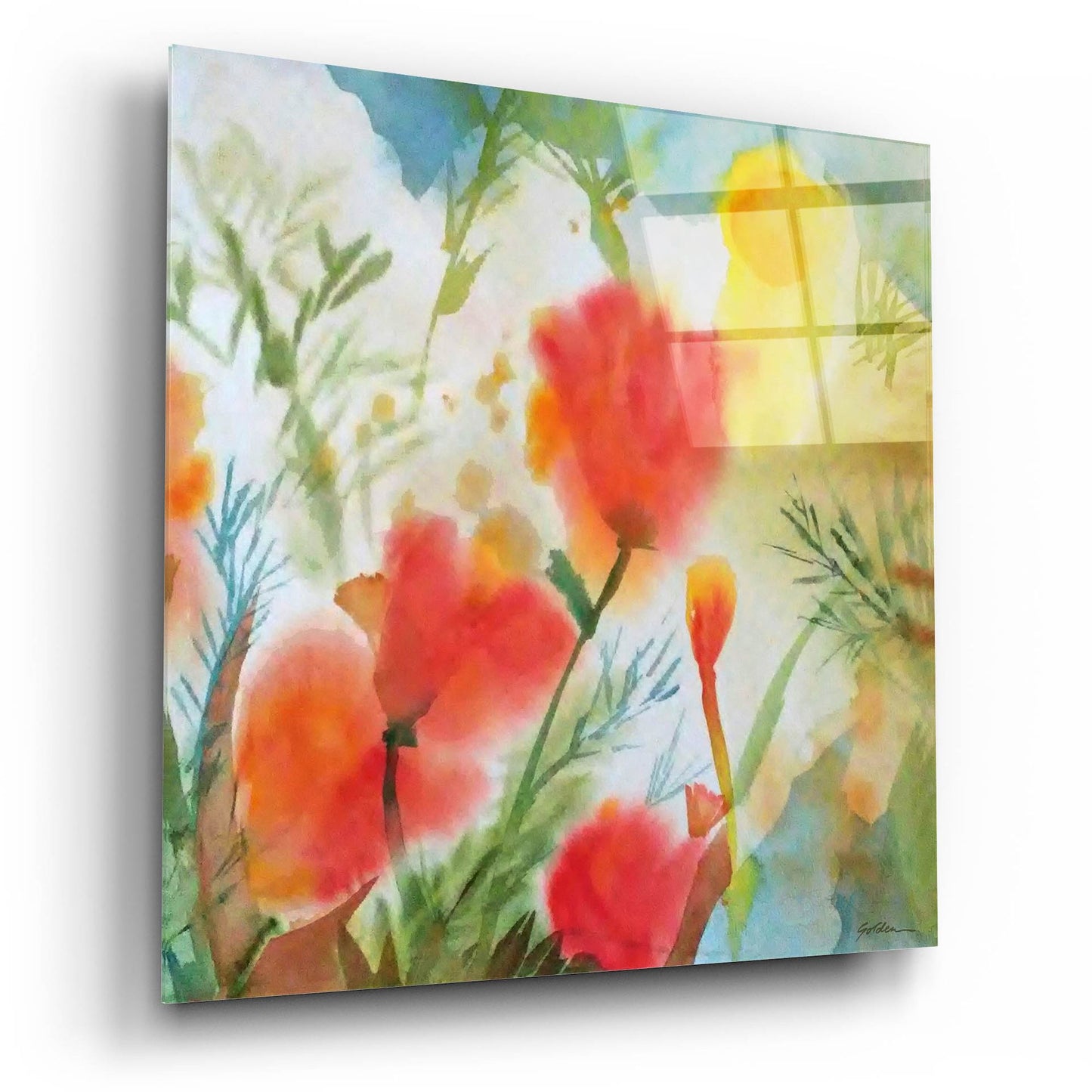 Epic Art 'Orange Poppy Reverie' by Sheila Golden, Acrylic Glass Wall Art,12x12