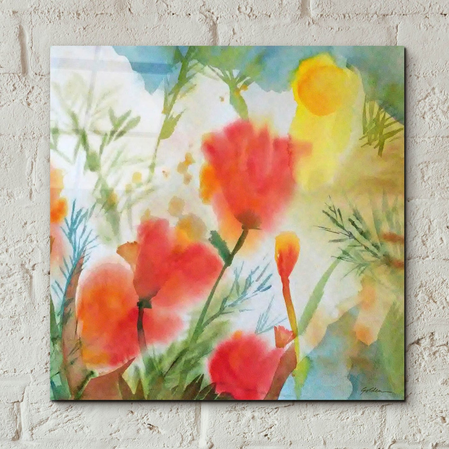 Epic Art 'Orange Poppy Reverie' by Sheila Golden, Acrylic Glass Wall Art,12x12