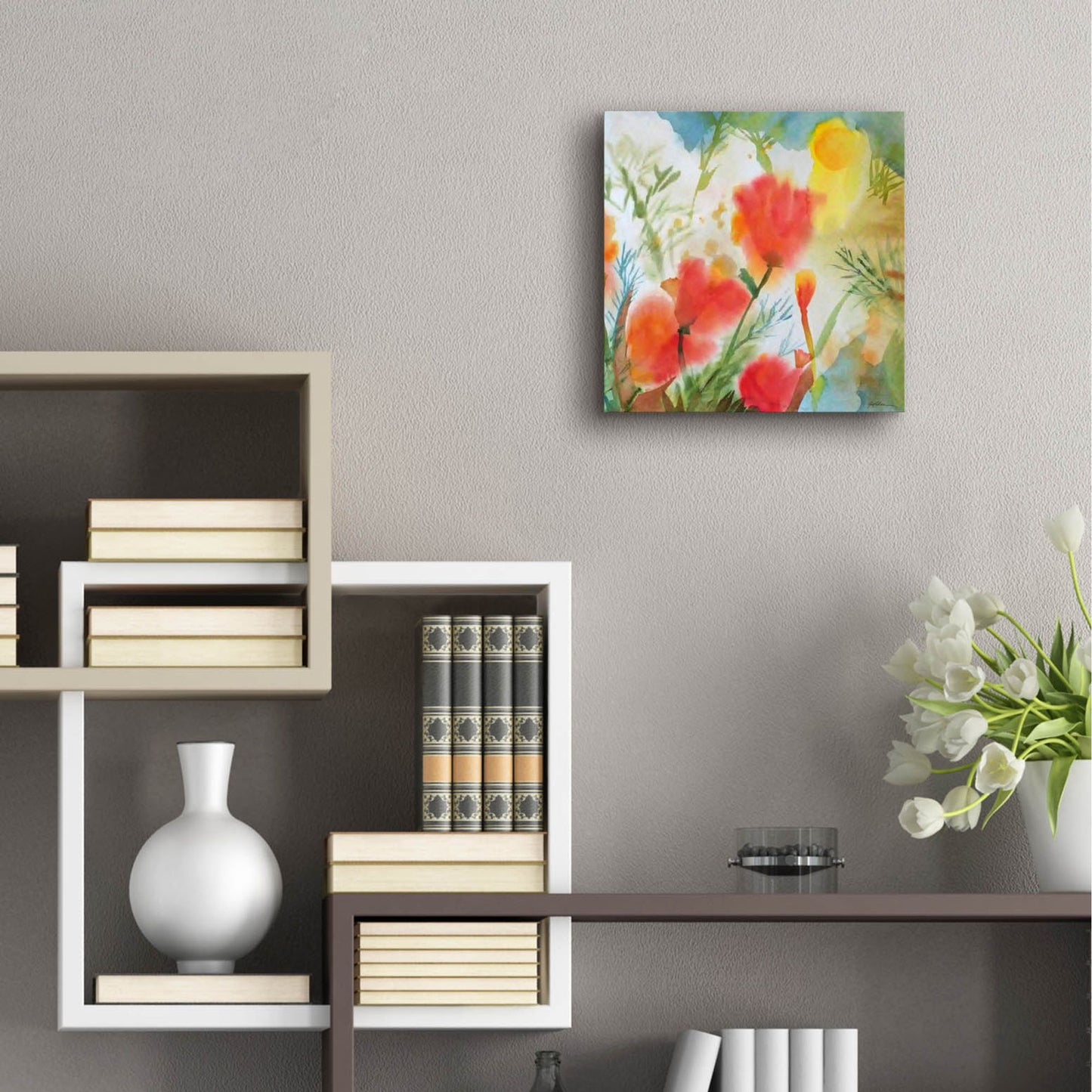 Epic Art 'Orange Poppy Reverie' by Sheila Golden, Acrylic Glass Wall Art,12x12