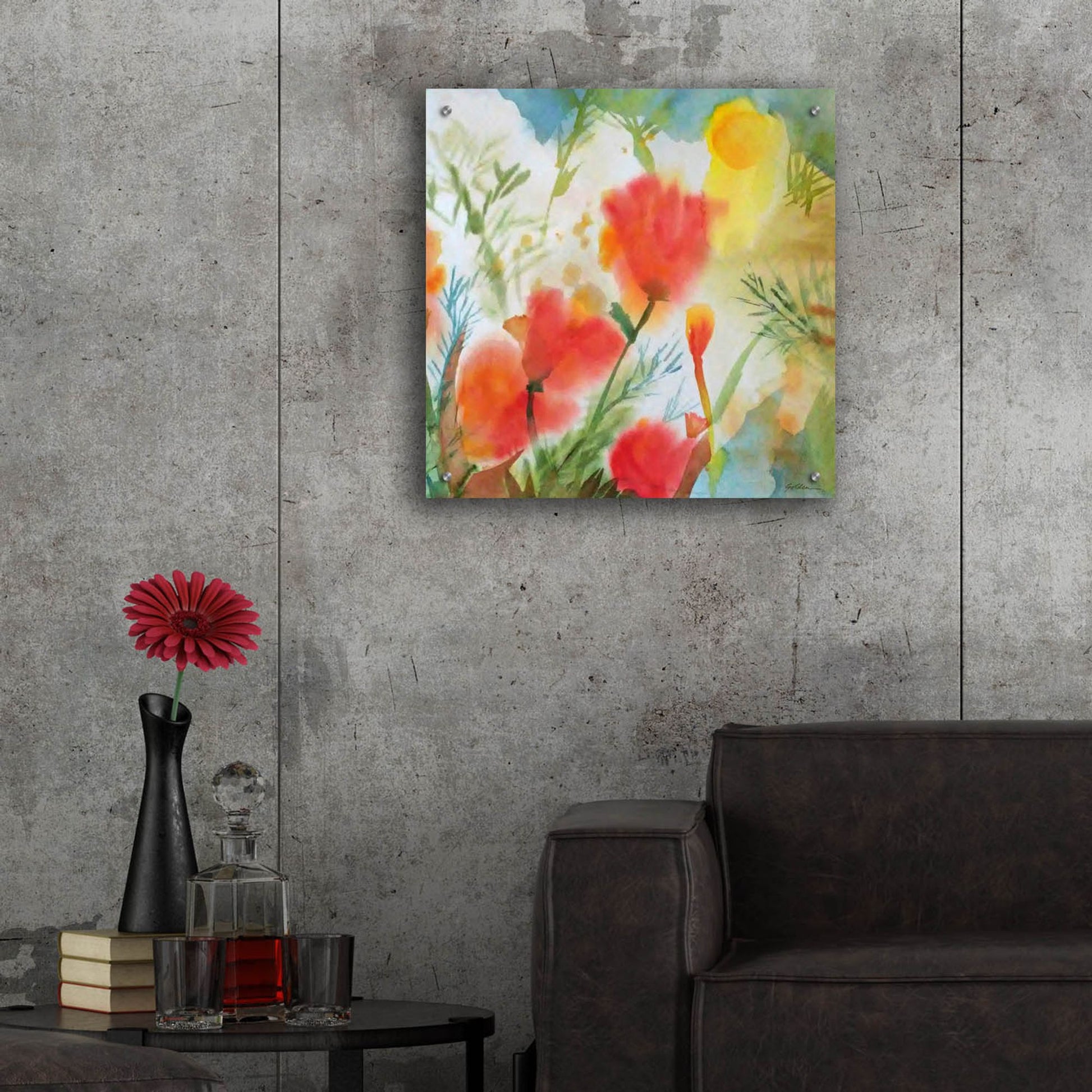 Epic Art 'Orange Poppy Reverie' by Sheila Golden, Acrylic Glass Wall Art,24x24