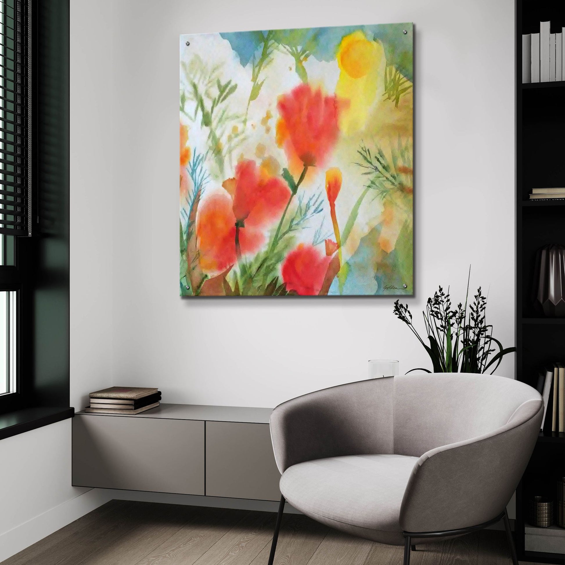 Epic Art 'Orange Poppy Reverie' by Sheila Golden, Acrylic Glass Wall Art,36x36