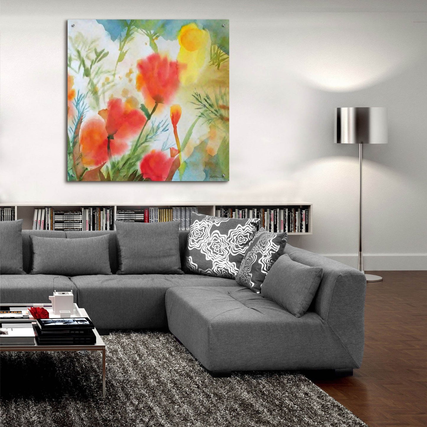 Epic Art 'Orange Poppy Reverie' by Sheila Golden, Acrylic Glass Wall Art,36x36