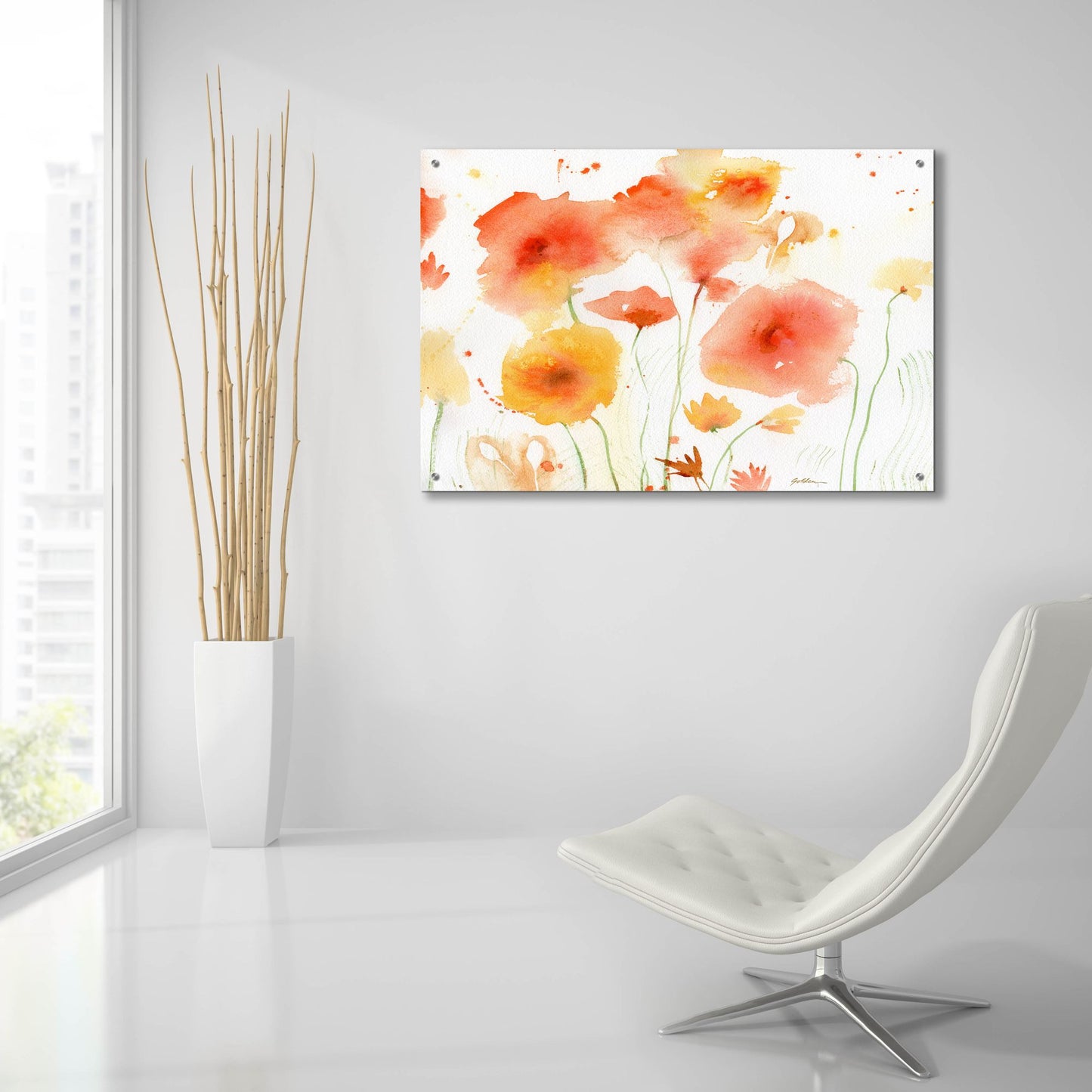 Epic Art 'Orange Yellow' by Sheila Golden, Acrylic Glass Wall Art,36x24