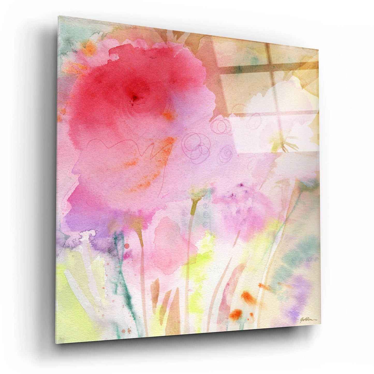 Epic Art 'Pink Whisper' by Sheila Golden, Acrylic Glass Wall Art,12x12