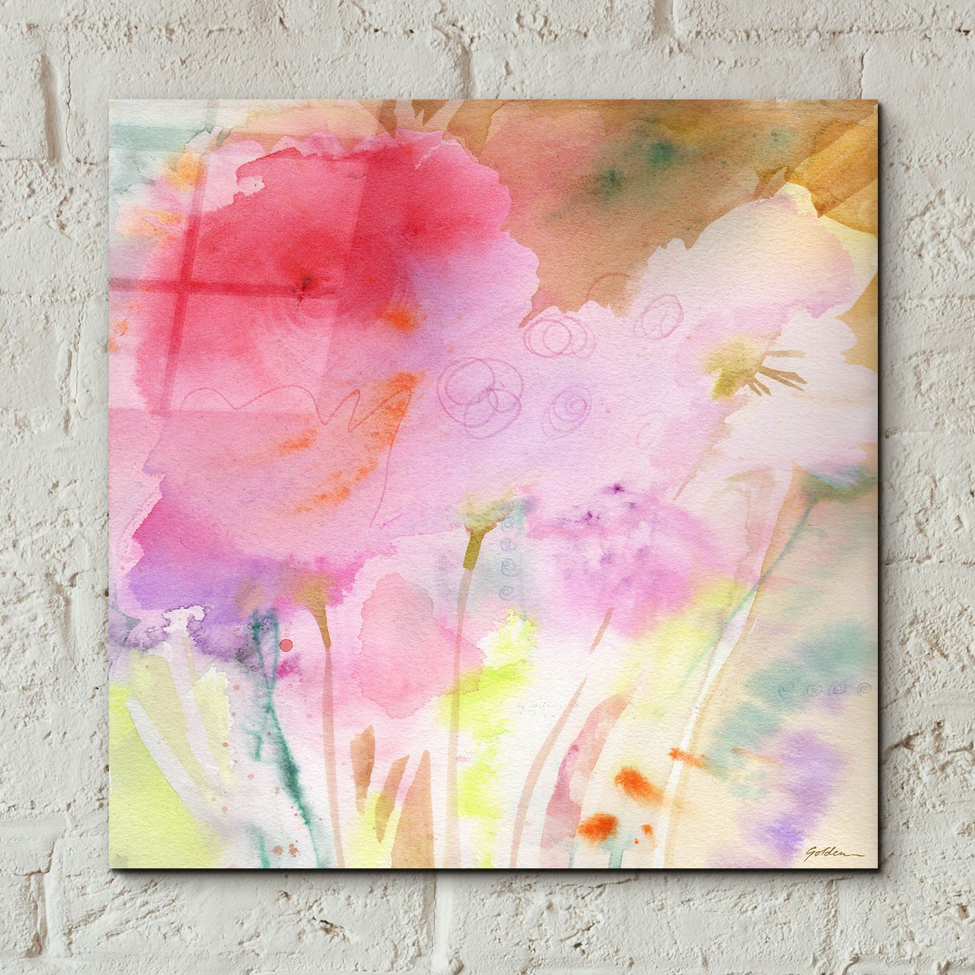 Epic Art 'Pink Whisper' by Sheila Golden, Acrylic Glass Wall Art,12x12