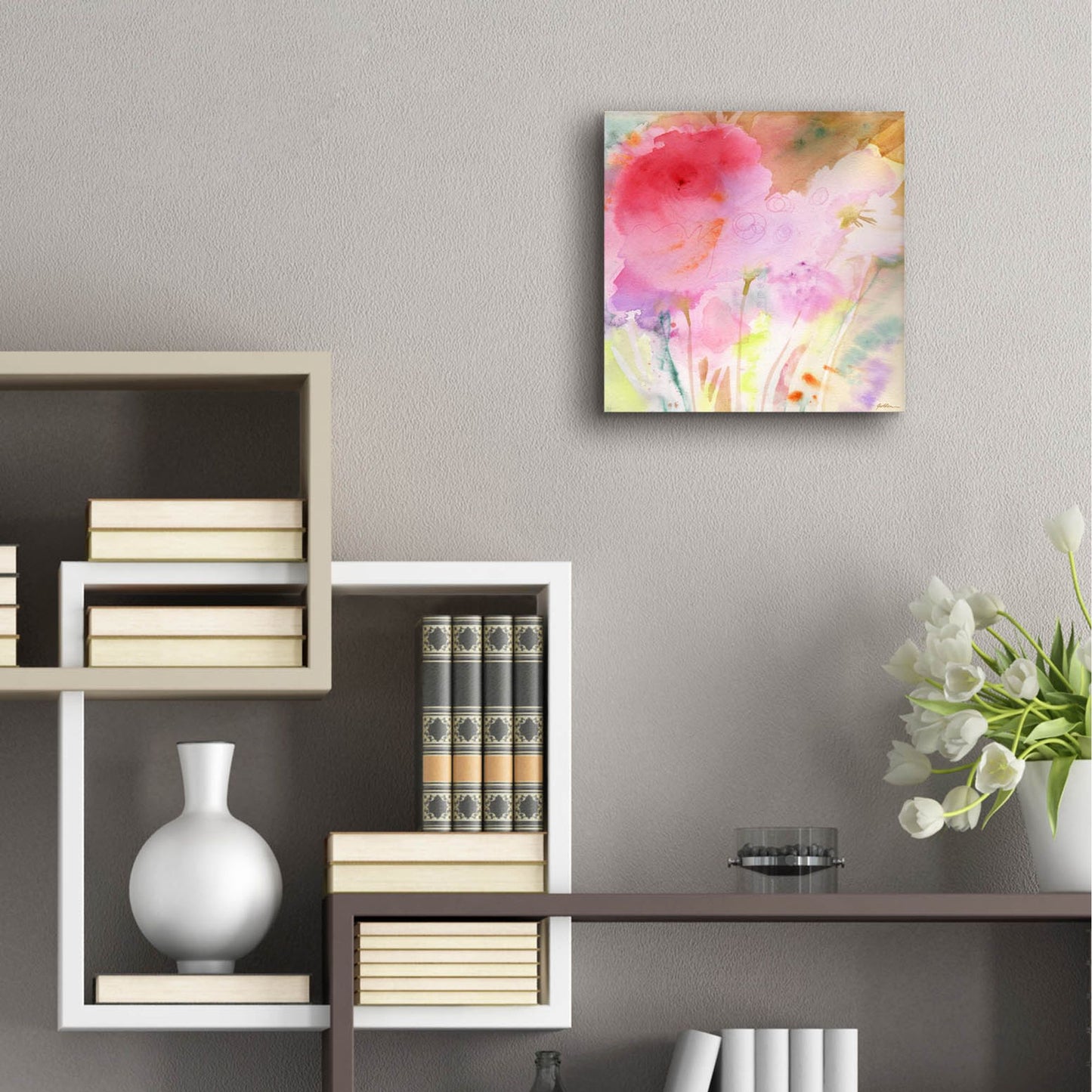 Epic Art 'Pink Whisper' by Sheila Golden, Acrylic Glass Wall Art,12x12