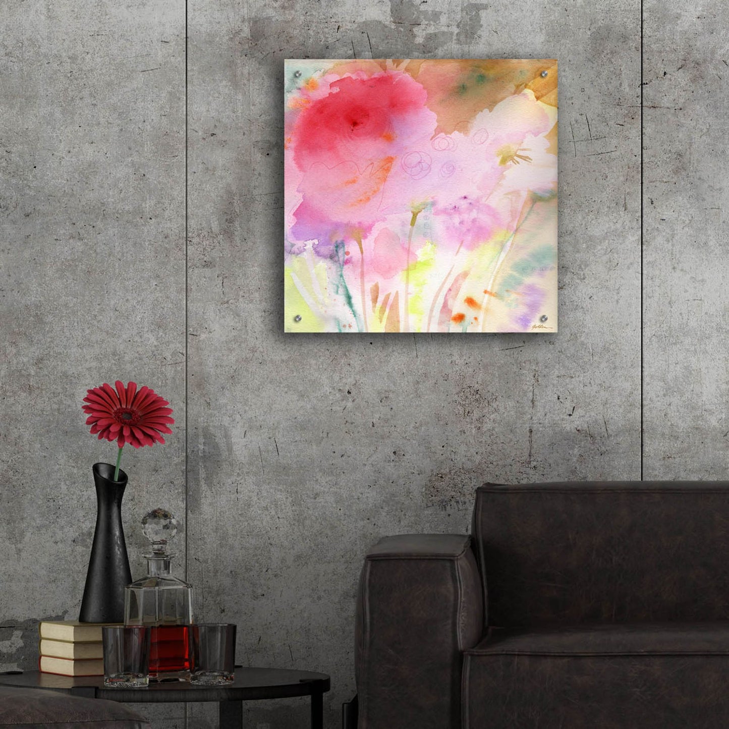 Epic Art 'Pink Whisper' by Sheila Golden, Acrylic Glass Wall Art,24x24