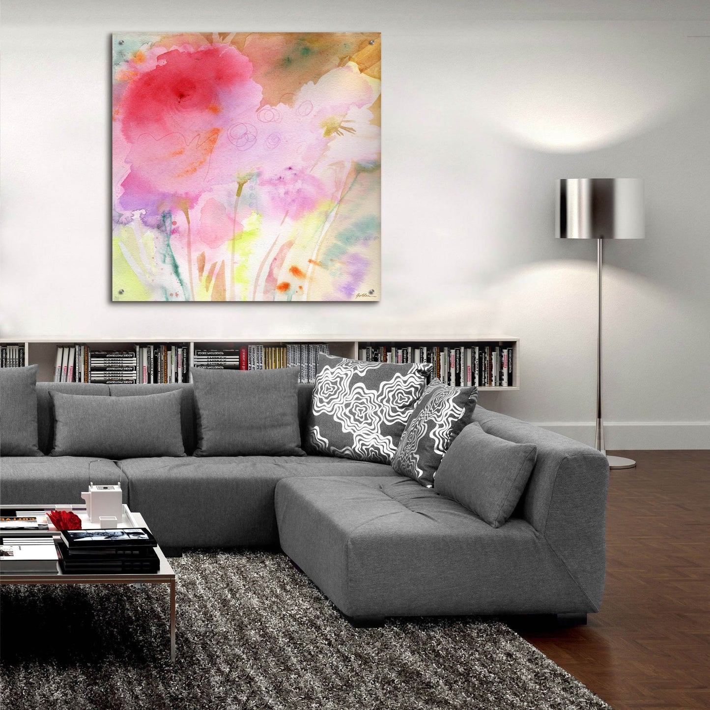 Epic Art 'Pink Whisper' by Sheila Golden, Acrylic Glass Wall Art,36x36