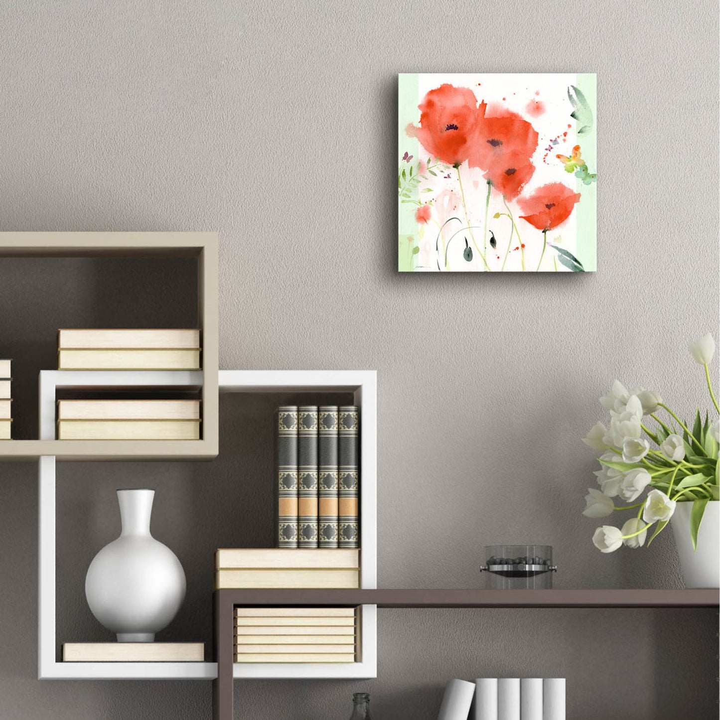 Epic Art 'Poppies Chinoise' by Sheila Golden, Acrylic Glass Wall Art,12x12