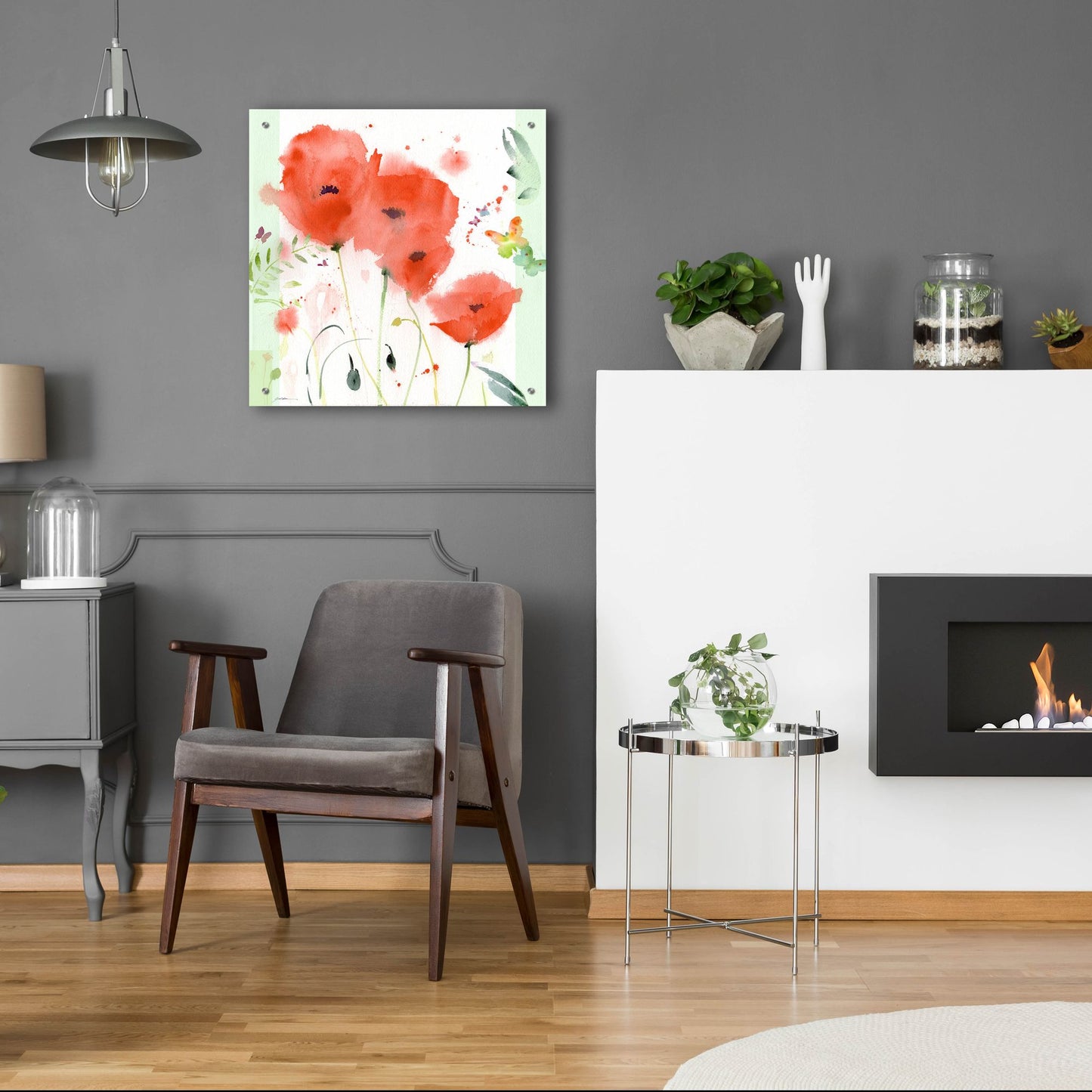 Epic Art 'Poppies Chinoise' by Sheila Golden, Acrylic Glass Wall Art,24x24