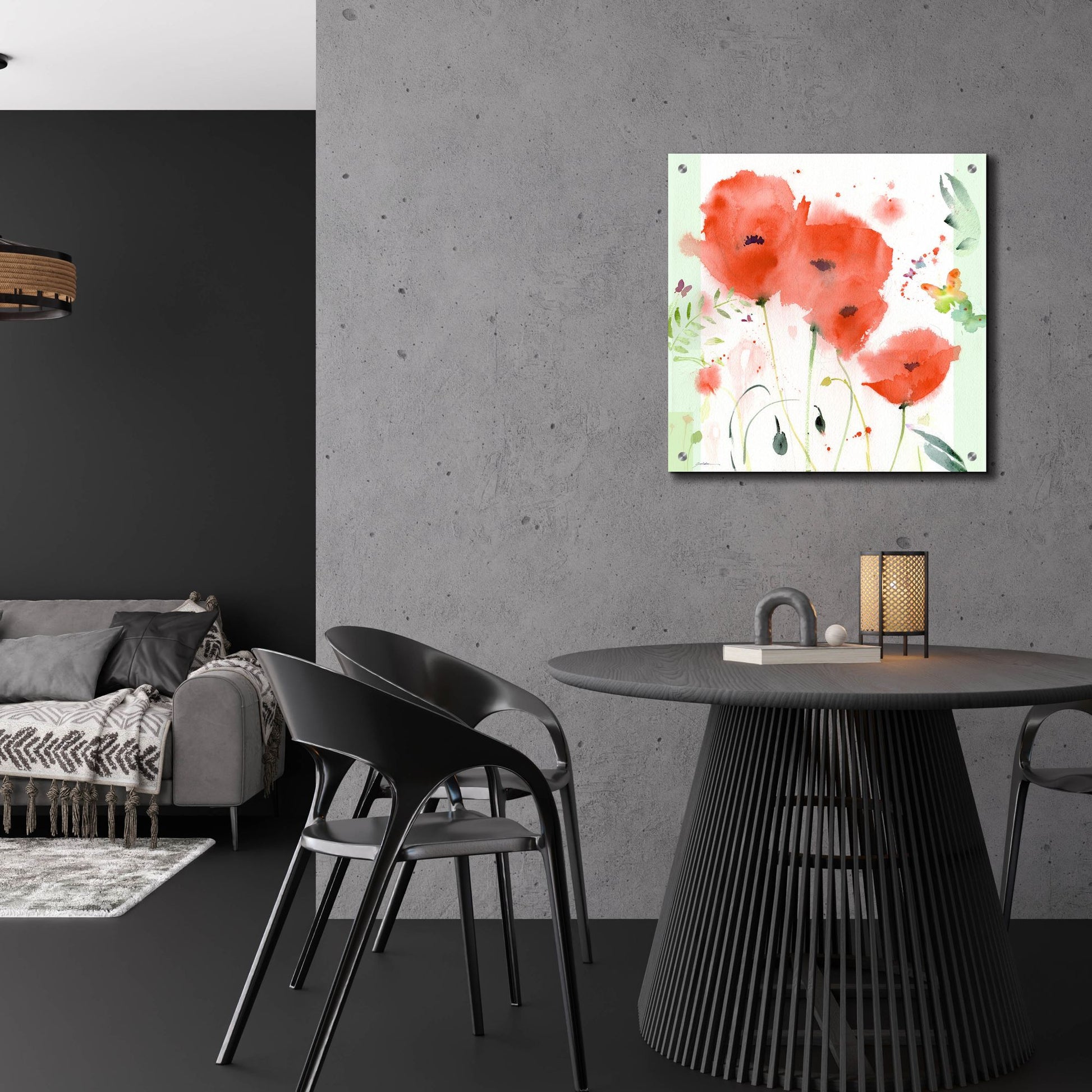 Epic Art 'Poppies Chinoise' by Sheila Golden, Acrylic Glass Wall Art,24x24