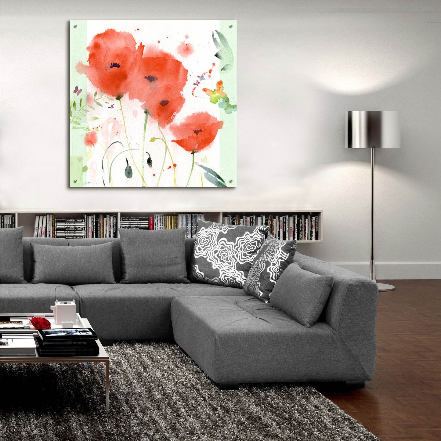 Epic Art 'Poppies Chinoise' by Sheila Golden, Acrylic Glass Wall Art,36x36