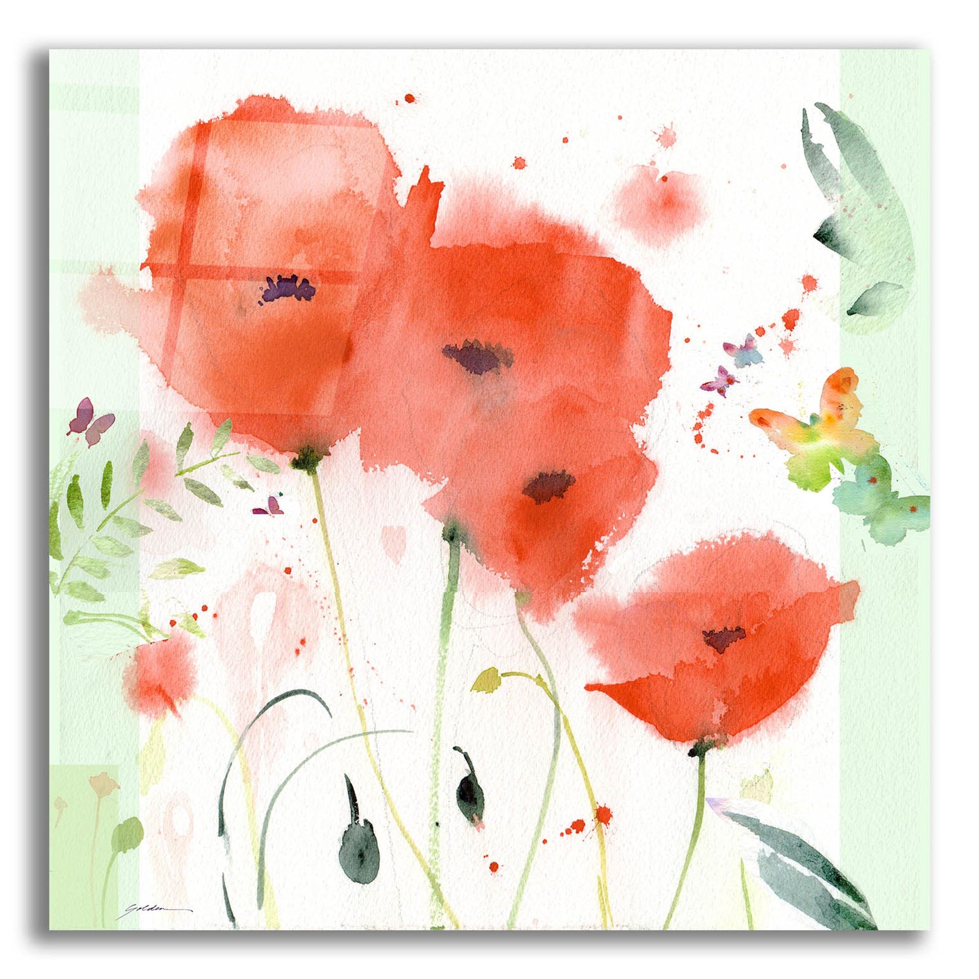 Epic Art 'Poppies Chinoise' by Sheila Golden, Acrylic Glass Wall Art