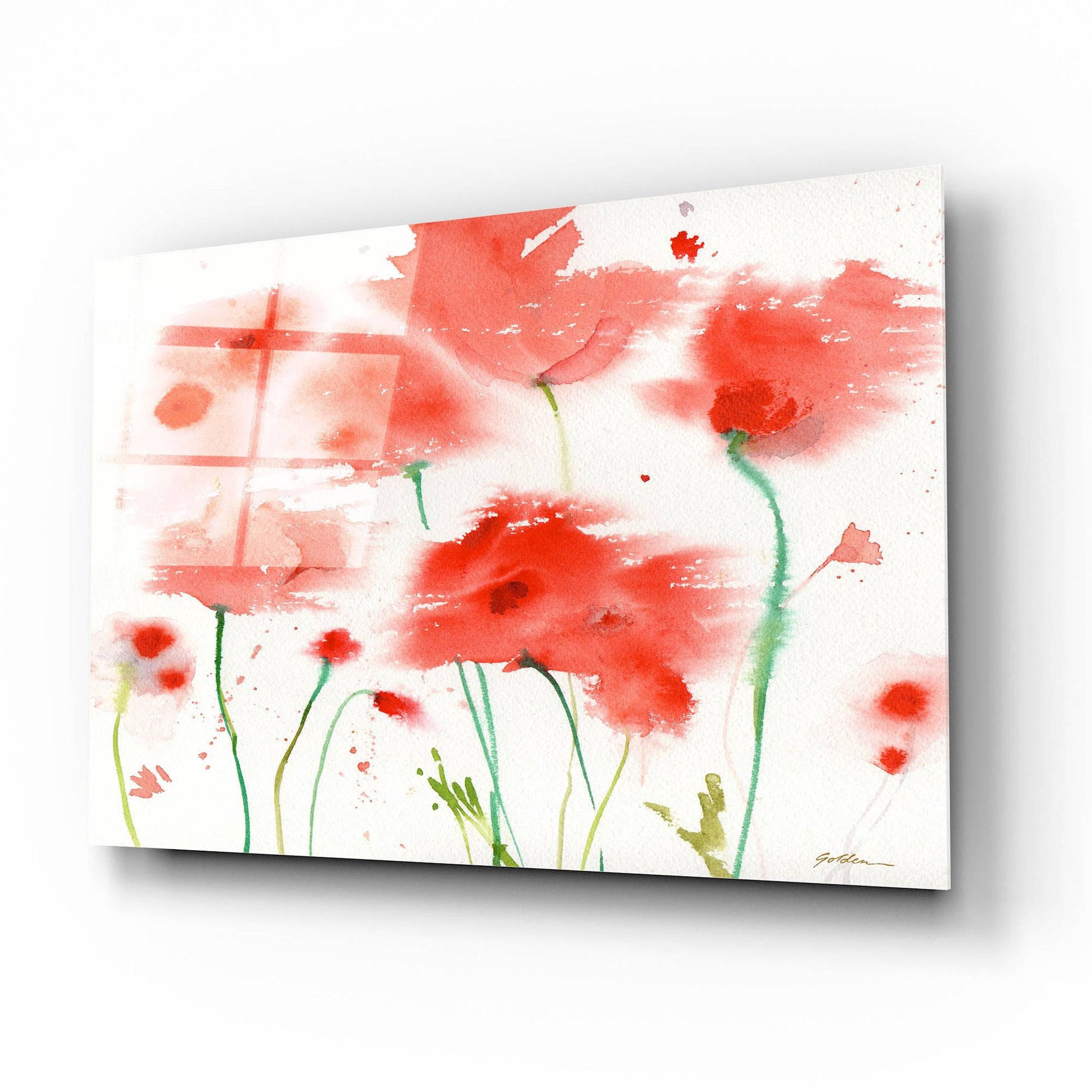 Epic Art 'Poppy Reds' by Sheila Golden, Acrylic Glass Wall Art,16x12