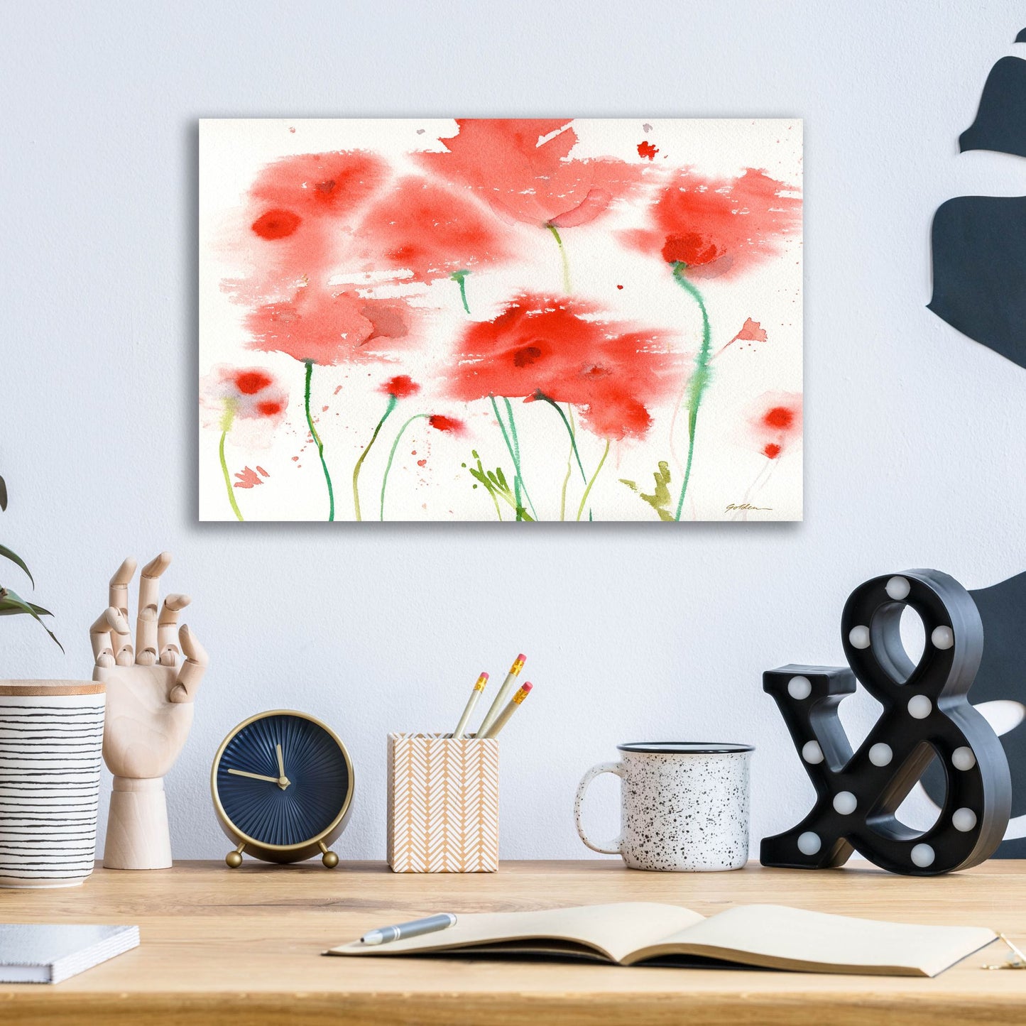 Epic Art 'Poppy Reds' by Sheila Golden, Acrylic Glass Wall Art,16x12