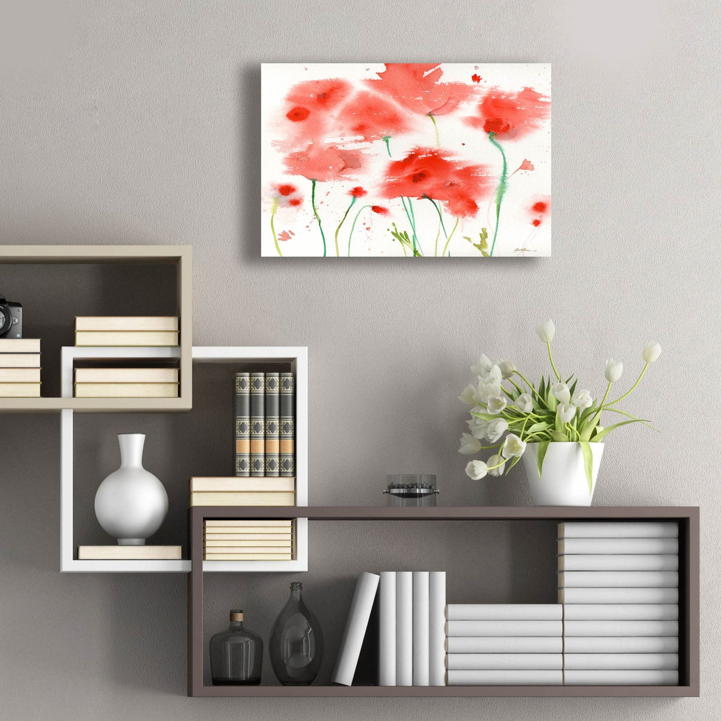 Epic Art 'Poppy Reds' by Sheila Golden, Acrylic Glass Wall Art,24x16