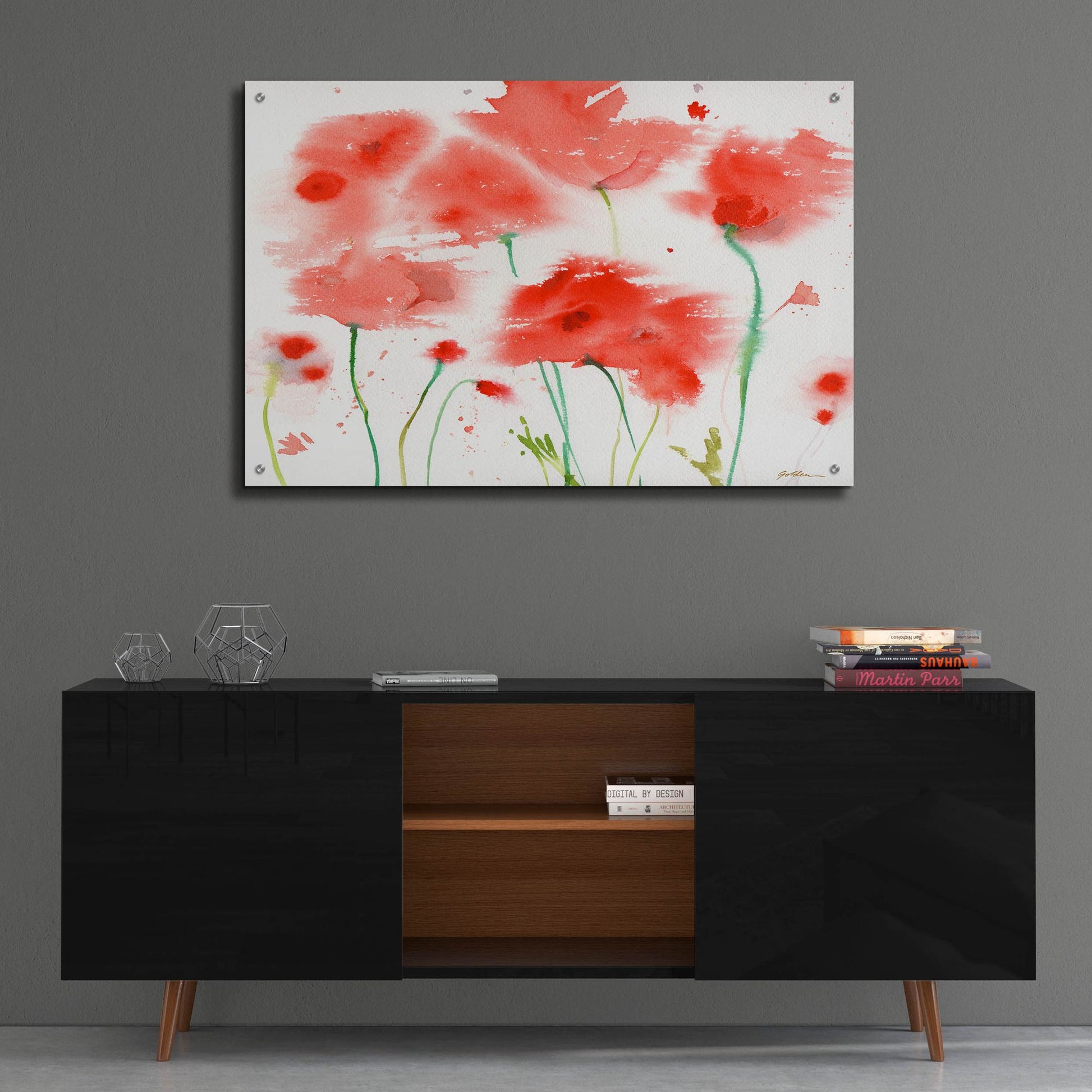 Epic Art 'Poppy Reds' by Sheila Golden, Acrylic Glass Wall Art,36x24