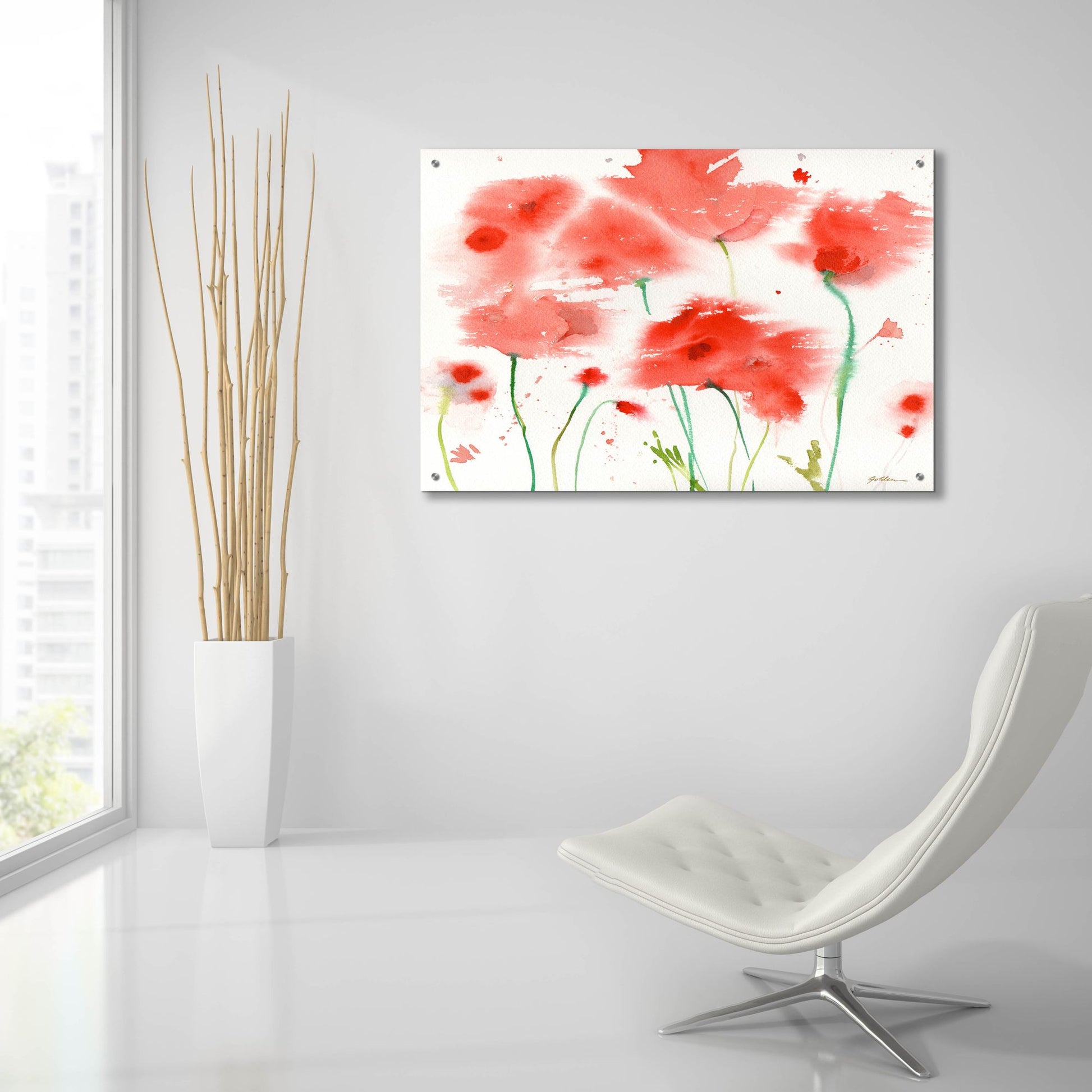 Epic Art 'Poppy Reds' by Sheila Golden, Acrylic Glass Wall Art,36x24