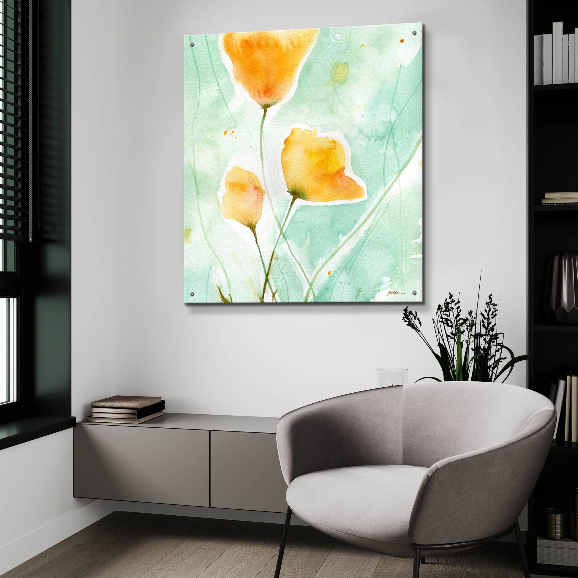 Epic Art 'Precious Poppies' by Sheila Golden, Acrylic Glass Wall Art,36x36