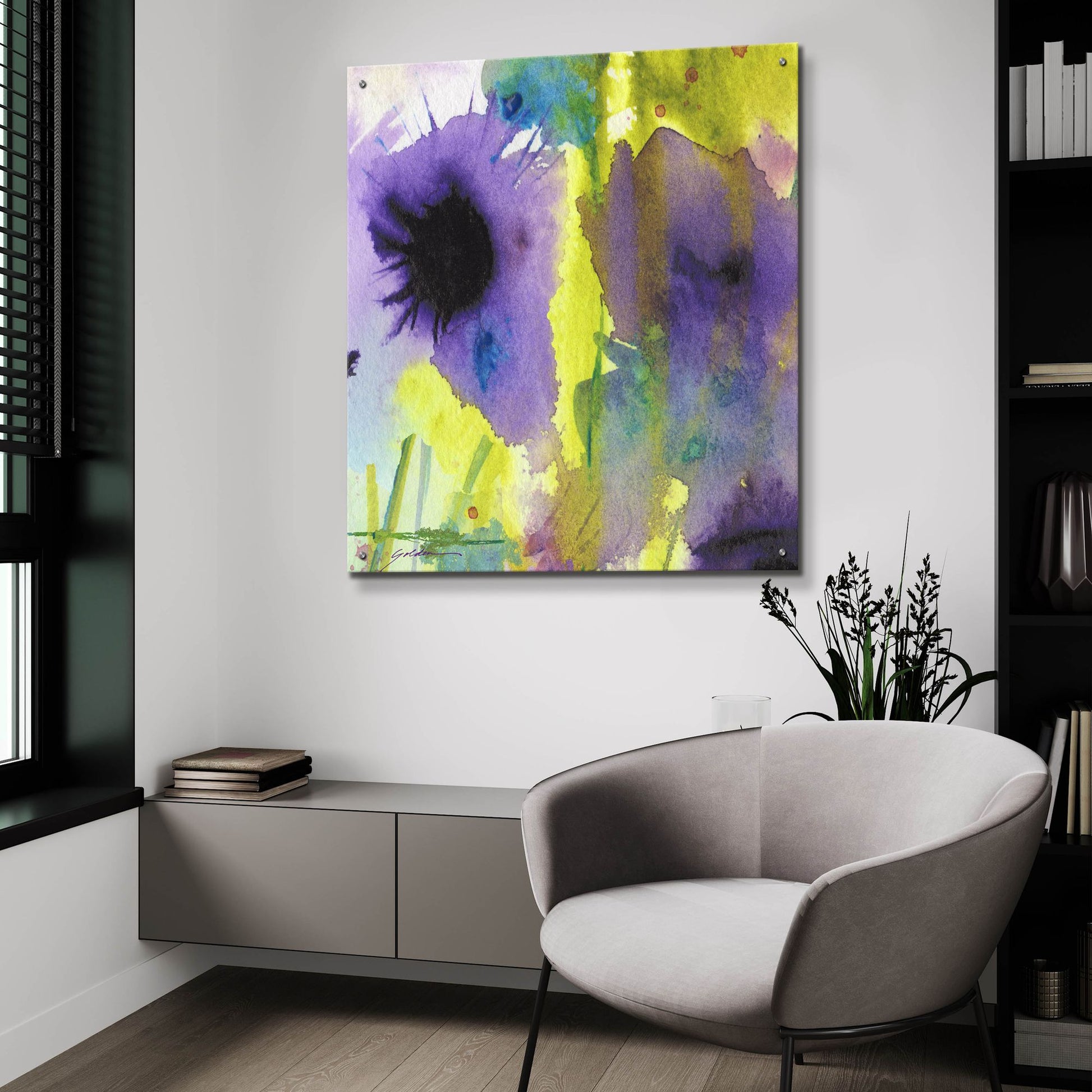 Epic Art 'Purple Essence' by Sheila Golden, Acrylic Glass Wall Art,36x36