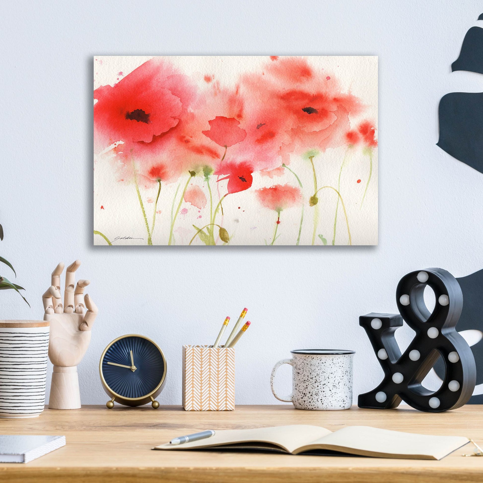 Epic Art 'Red Poppies' by Sheila Golden, Acrylic Glass Wall Art,16x12