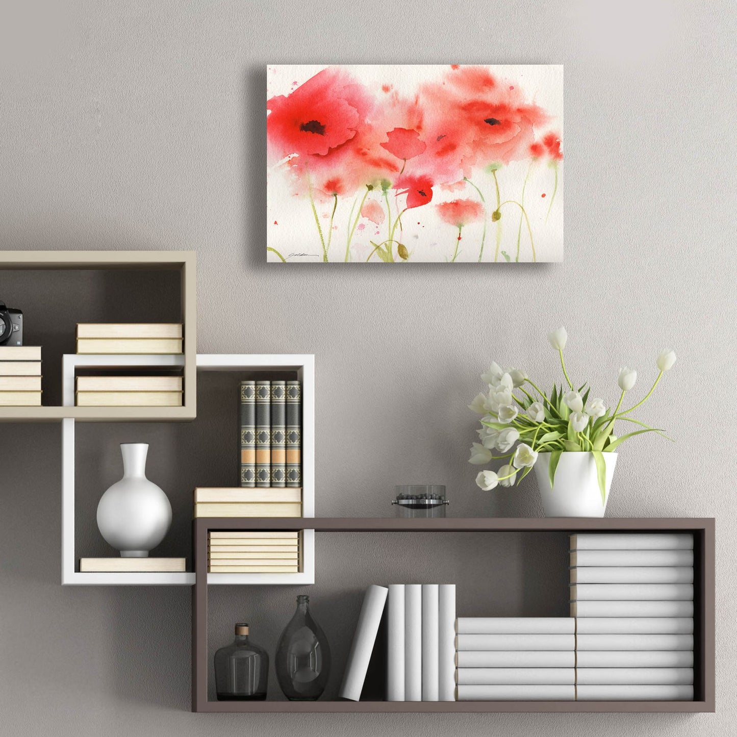 Epic Art 'Red Poppies' by Sheila Golden, Acrylic Glass Wall Art,24x16